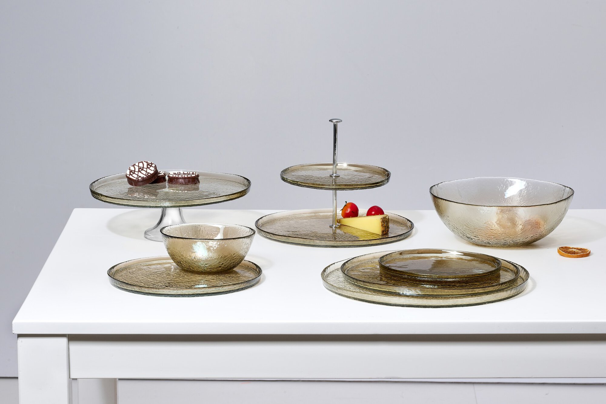 Platte Luzia - glas, braun, 32cm