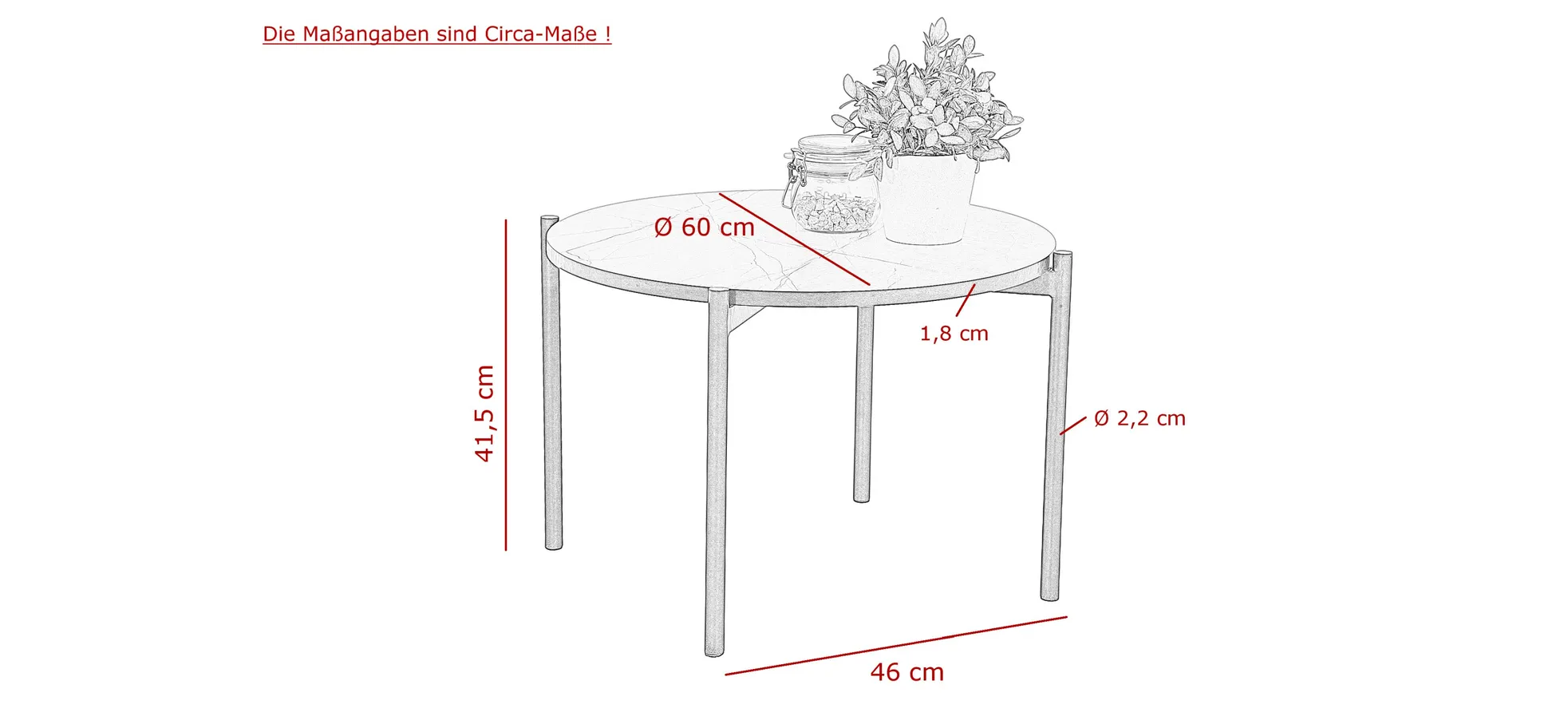 Couchtisch - LB ca. 60x60 cm, Marmoroptik, Schwarz