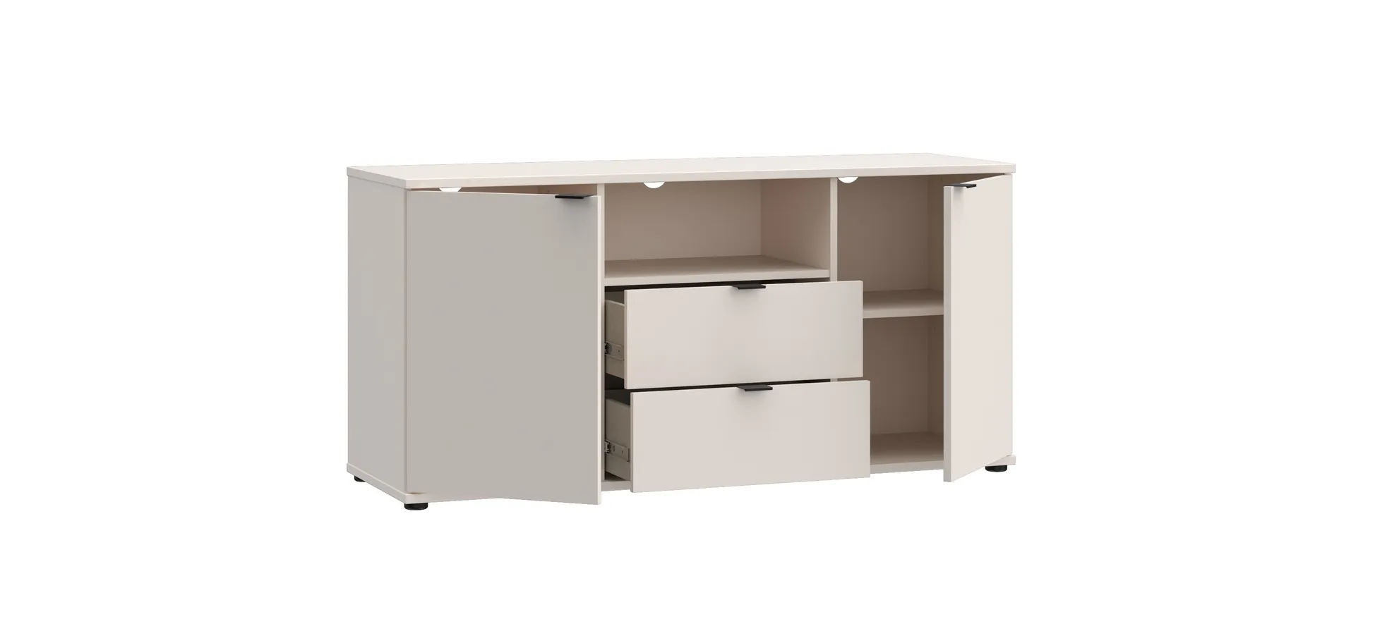 TV-Unterschrank, Sand, 2 Türen, 2 Schübe - Finella