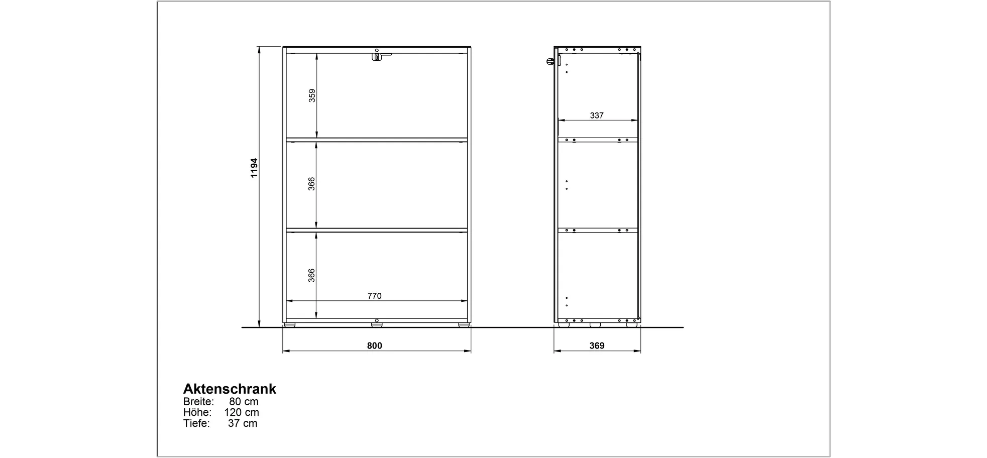 Aktenschrank GWEN - B ca. 80 cm, Weiß Aktenschrank GWEN - B ca. 80 cm, Weiß