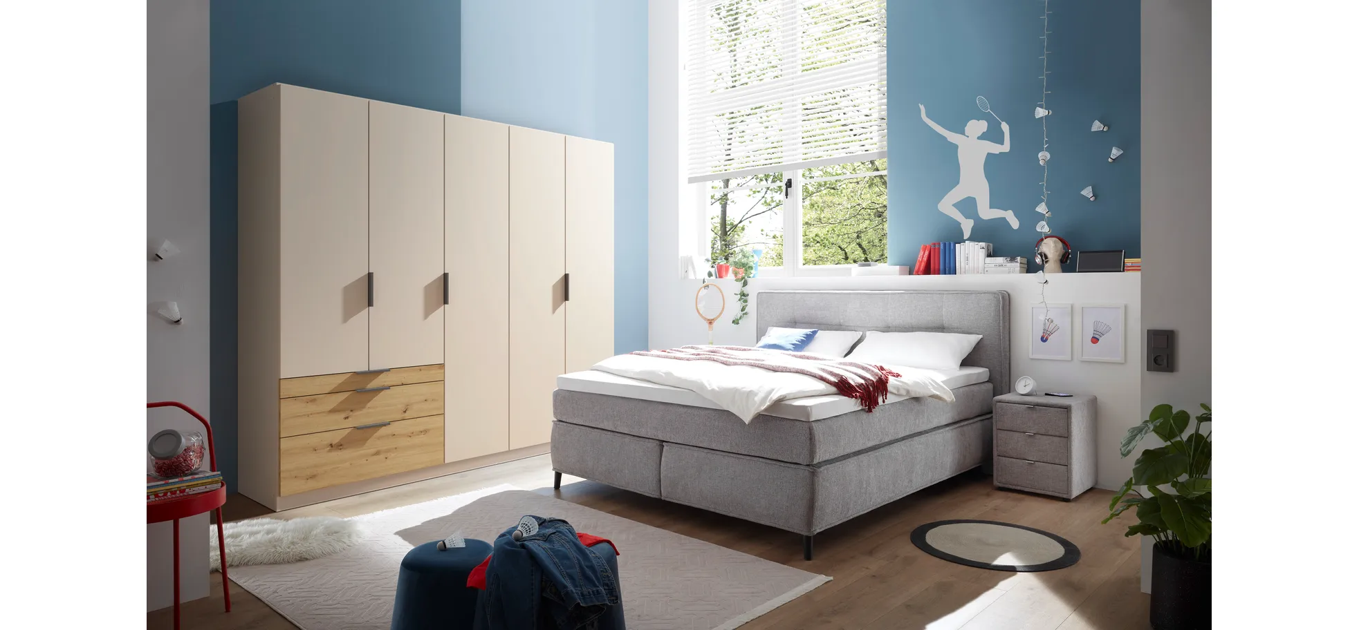 Drehtürenschrank, 5-türig, champagner - Rani