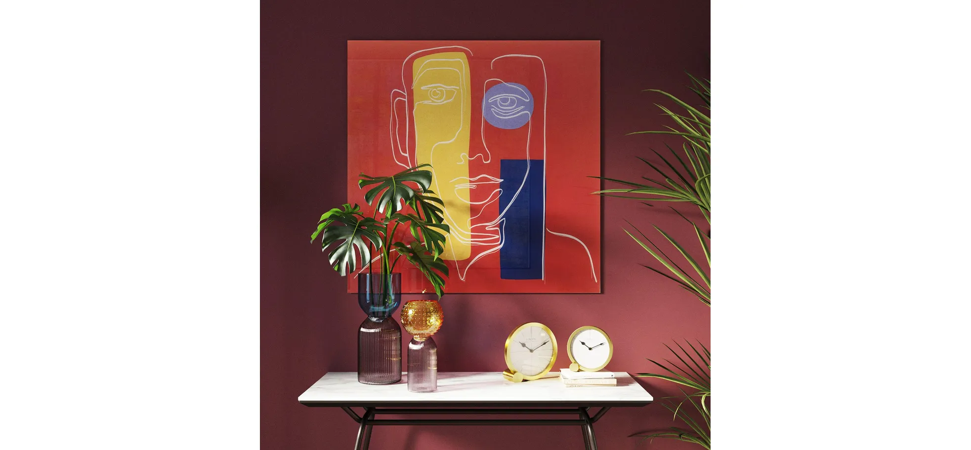 Glasbild - LB ca. 100x100 cm, Rot
