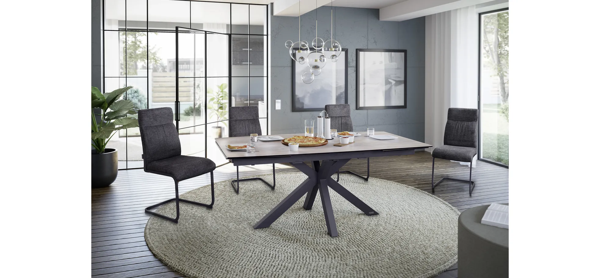 Schwingstuhl, Stoff anthrazit - Maida