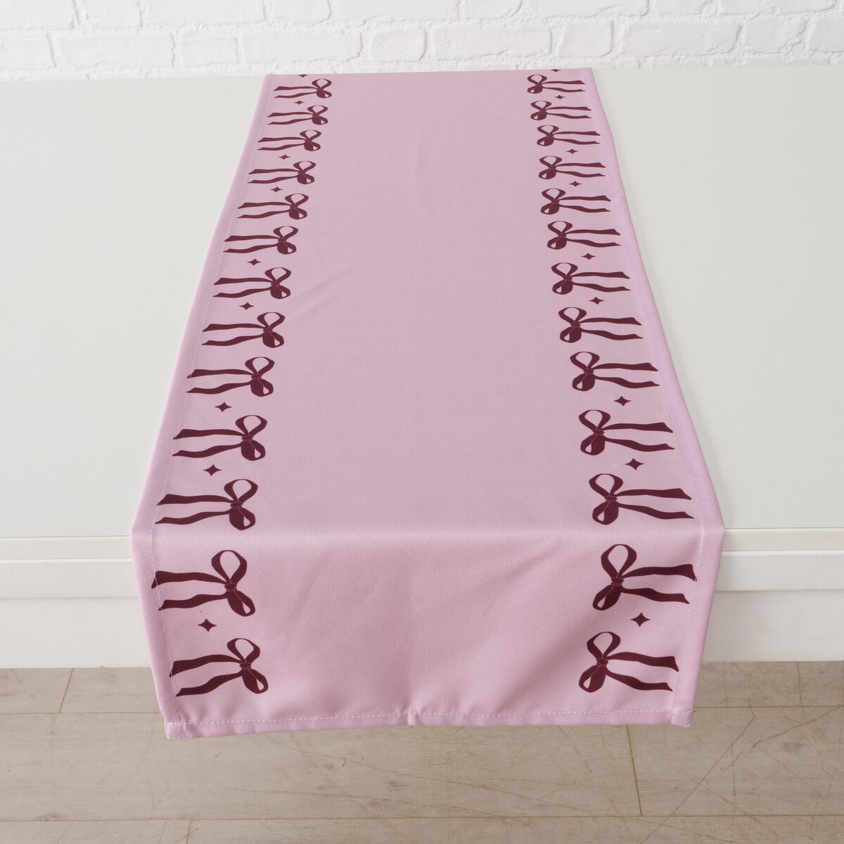 Tischläufer Boucle - L 140,00 cm, Dunkelrot/Hellrosa Polyester