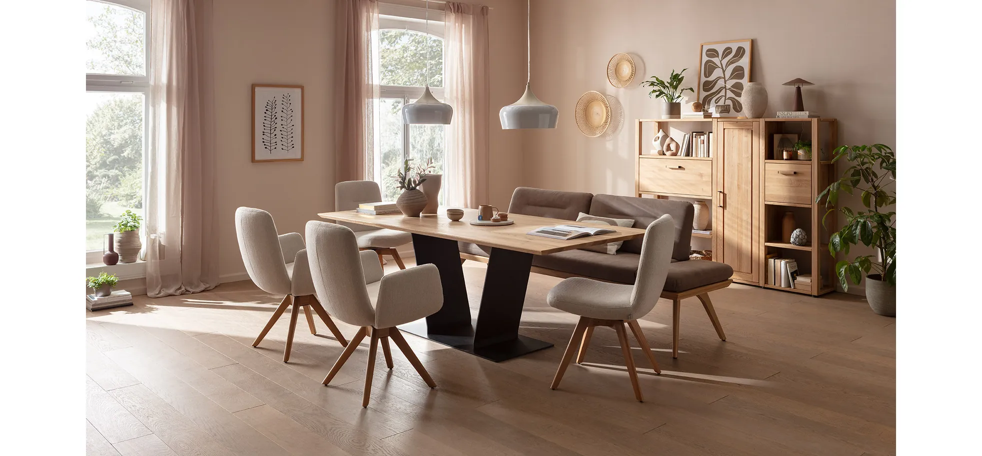 Solobank, Asteiche natur, Rasterbeschlag - Natura home Kamari