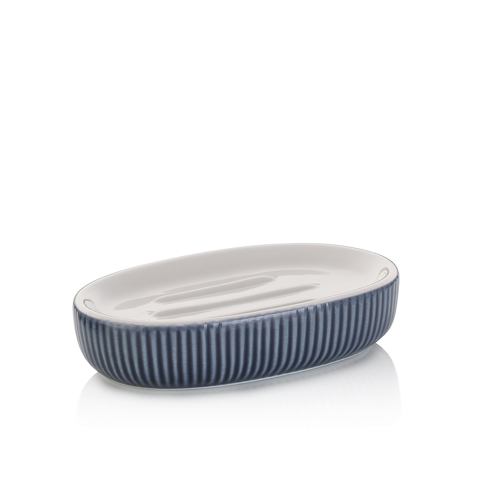 Seifenschale Ava 8,5x3x13,5 cm - Keramik rauchblau