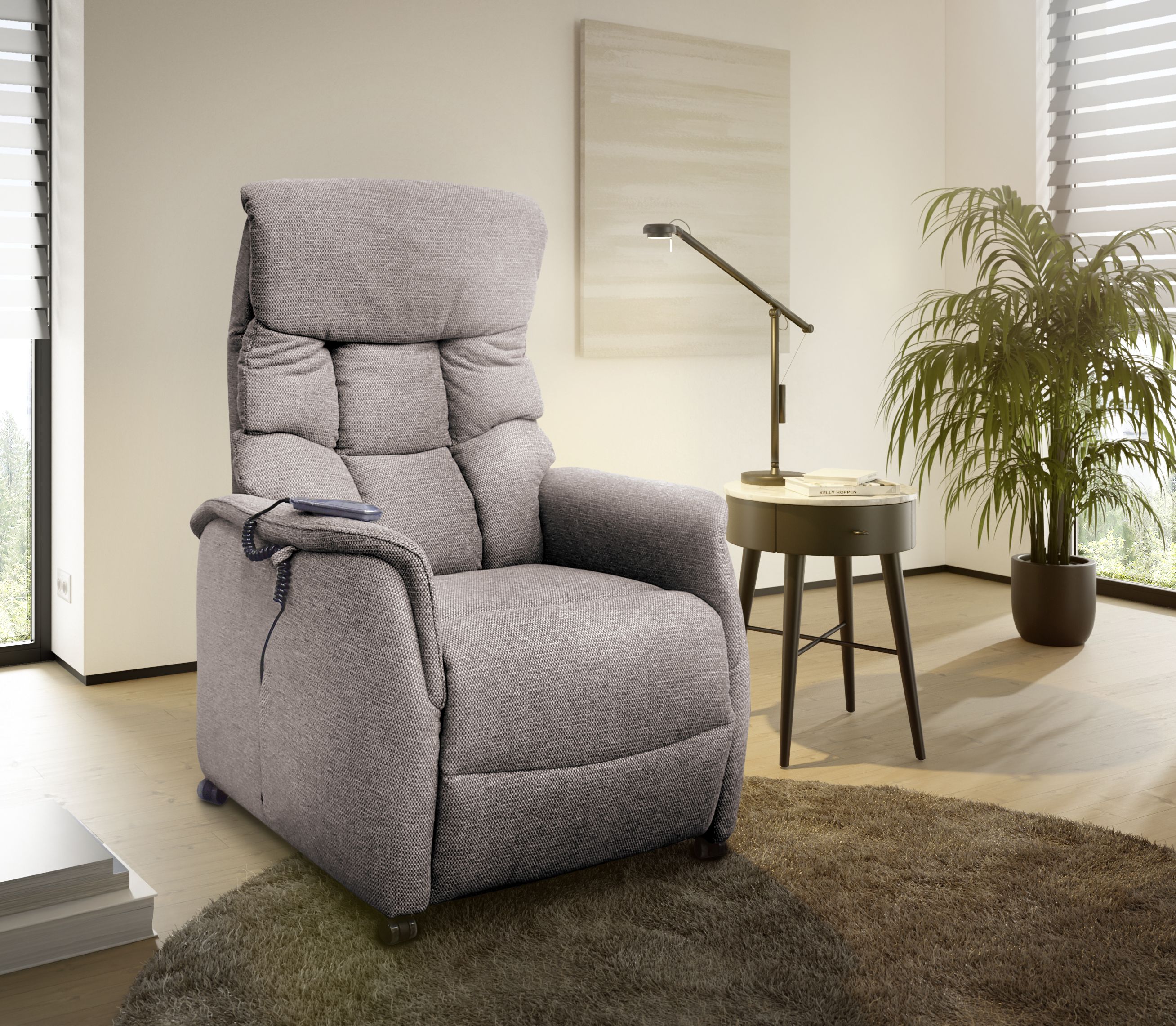 Fernsehsessel, Stoff braun/beige - Marlo