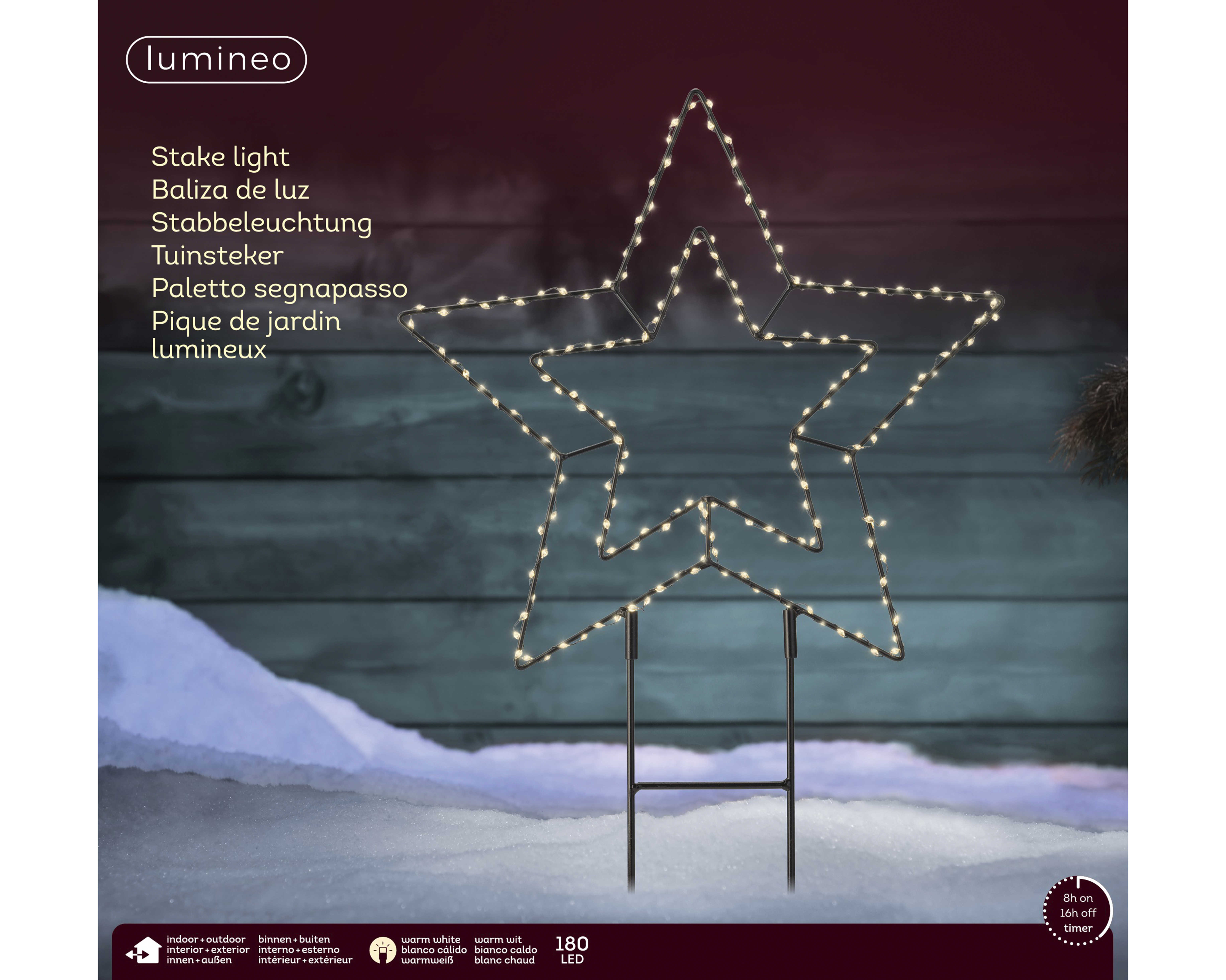 LED Stabbeleuchtung - schwarz/warmes weiss, Metall, Ø38-L0.60cm-180L