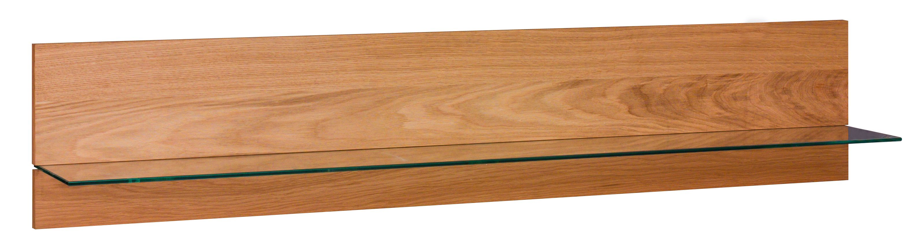 Wandregal, Eiche, Glas, B 163 cm - Edma