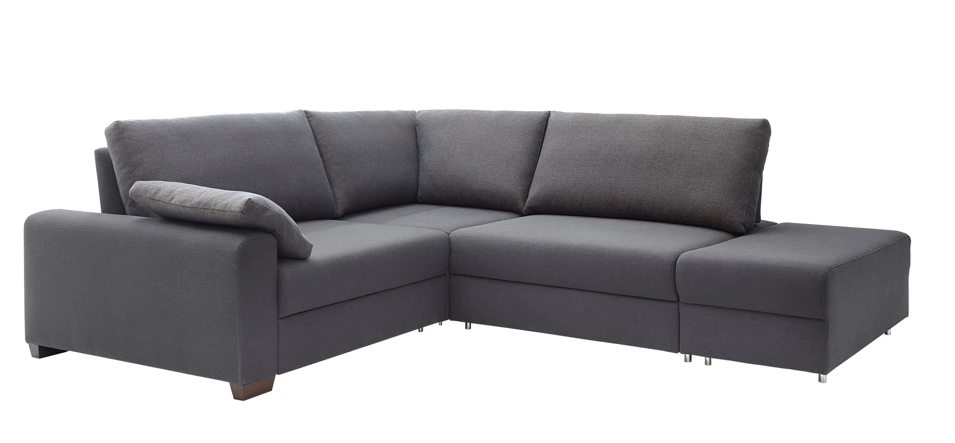 Ecksofa - 3-Sitzer mit Schlaffunktion inkl. Lattenrost, Rückenlehne verstellbar, Stoff, Grau