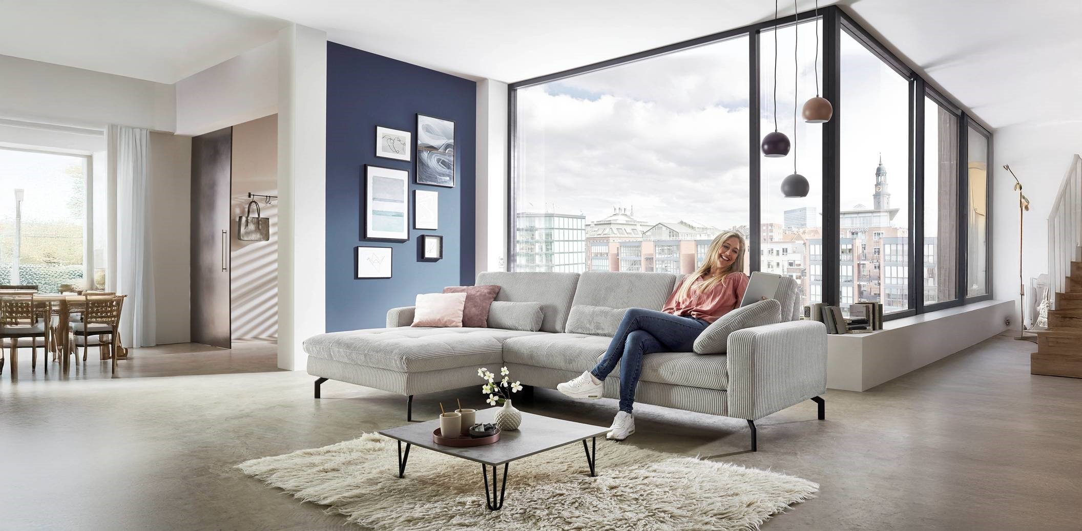 Polstergarnitur, Cord grey - LS23 Arve/Döse