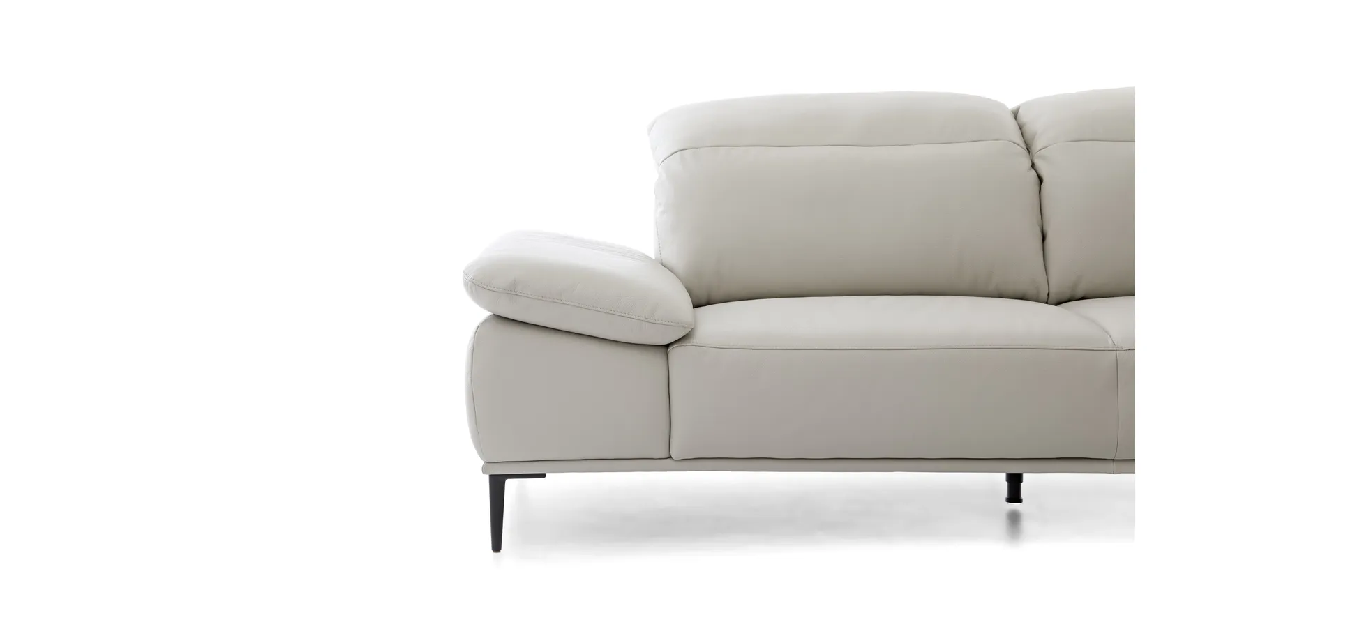 Ecksofa - 3-Sitzer mit Longchair rechts, Leder, Grau