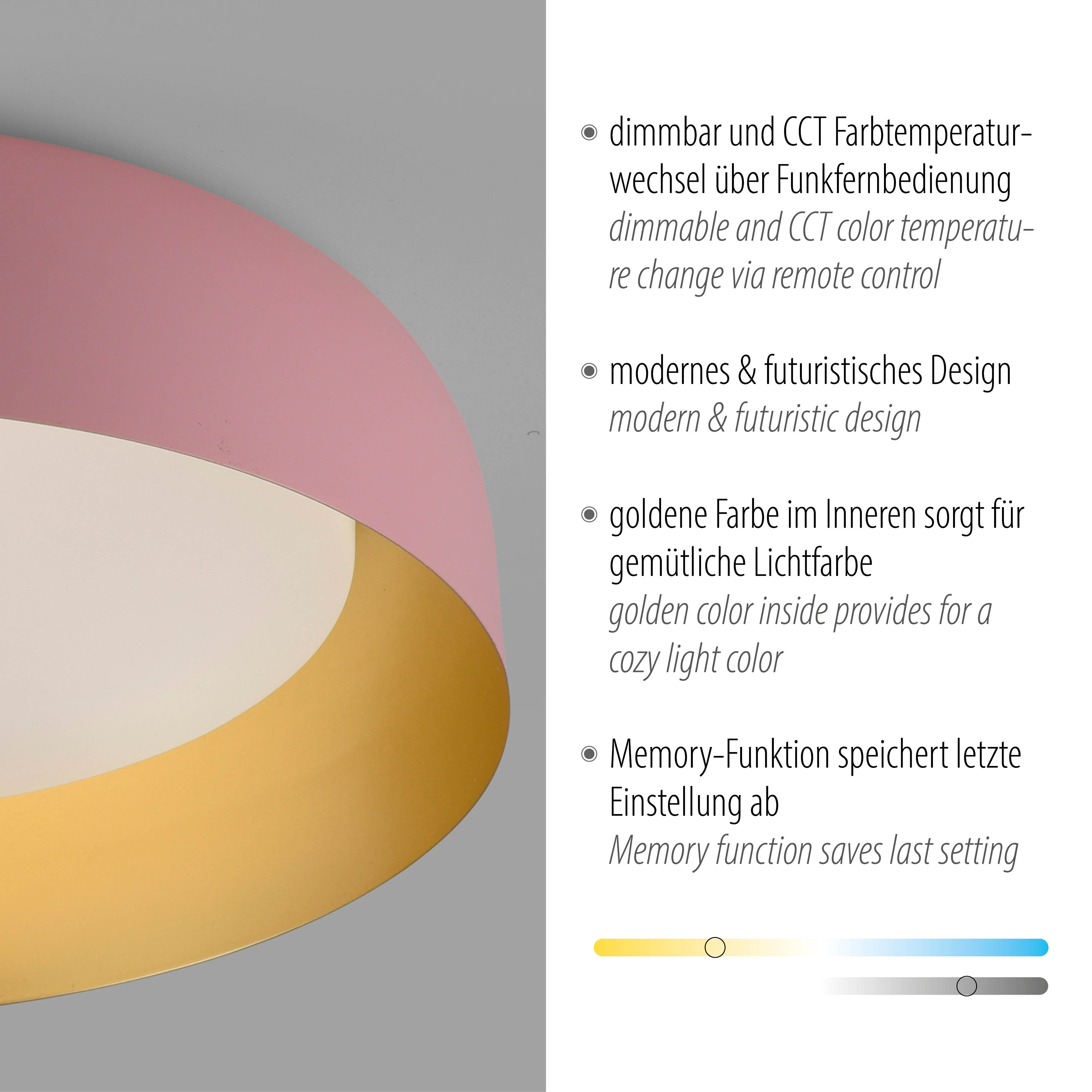 Deckenleuchte OSKO - rosa, mit Fernbedienung