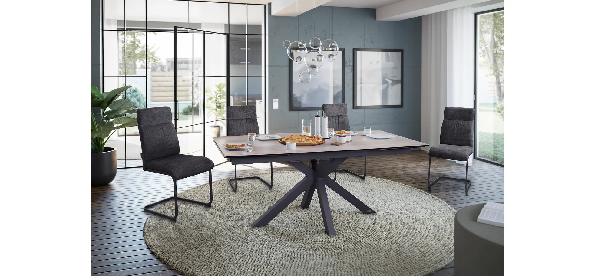 Schwingstuhl, Stoff anthrazit - Maida