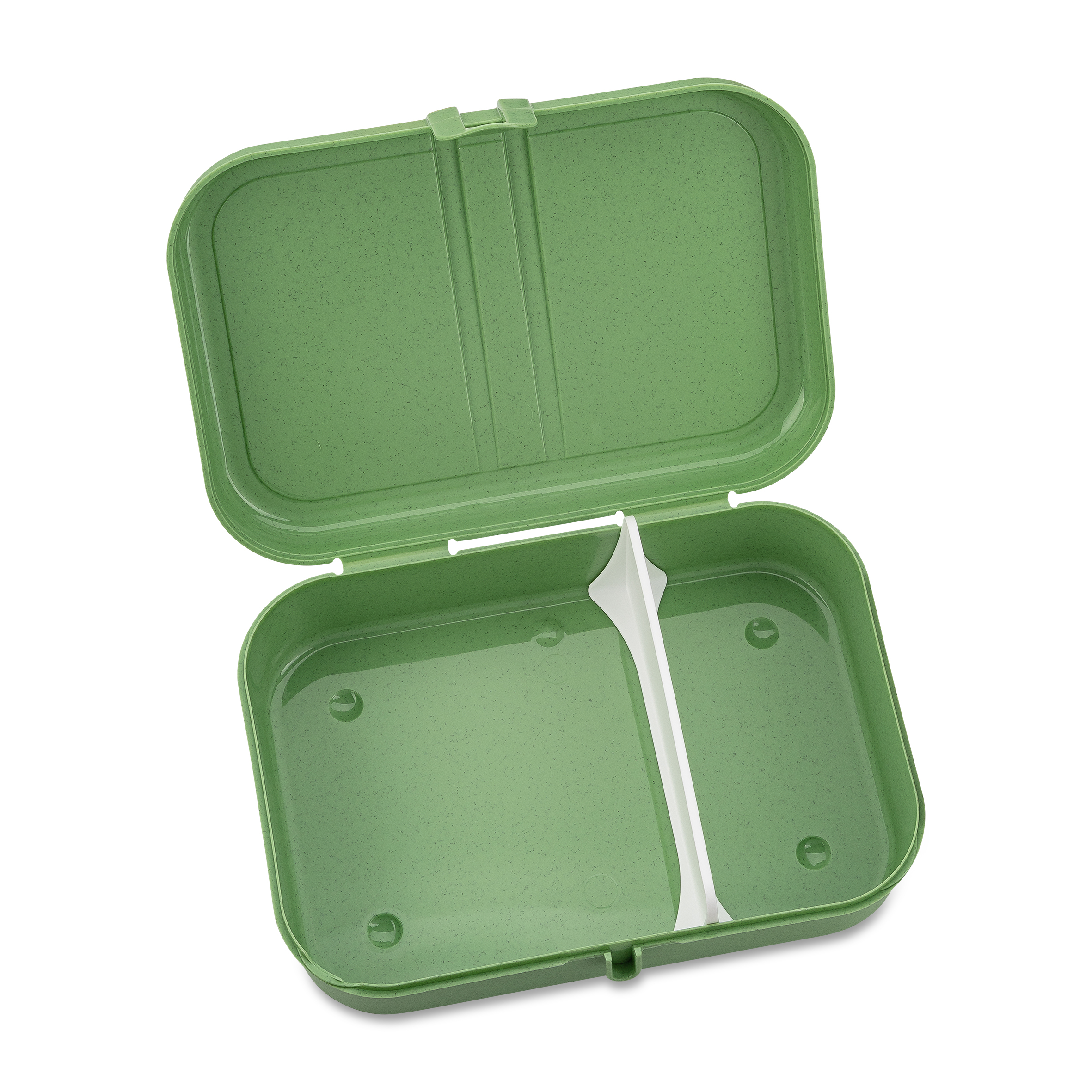 Lunchbox mit Trennsteg, nature leaf green - mit Clipverschluss, 100% CO2-neutral