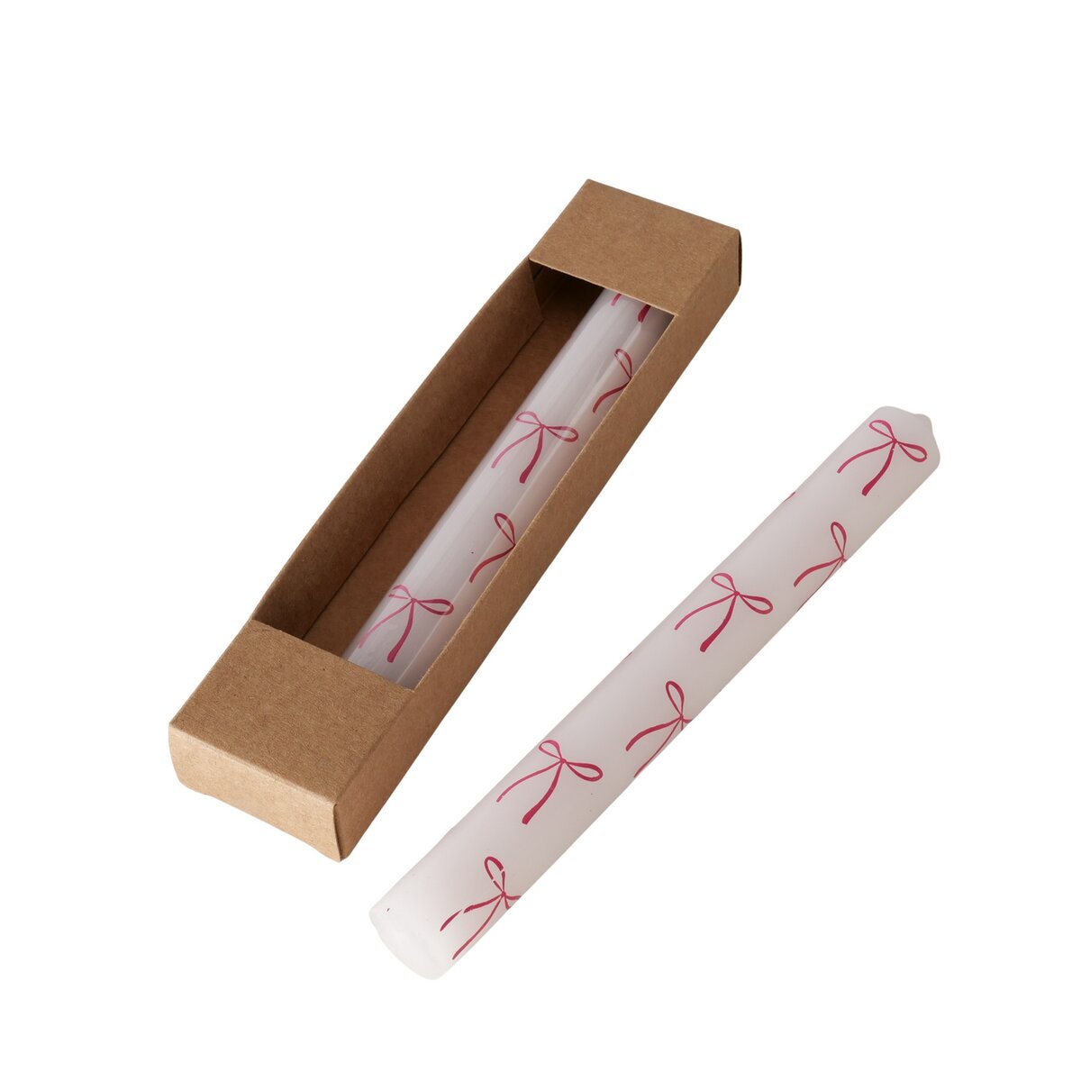 Stabkerze Bowella, 2 tlg. - H 20,00 cm, D 2,20 cm, Paraffin, rosa