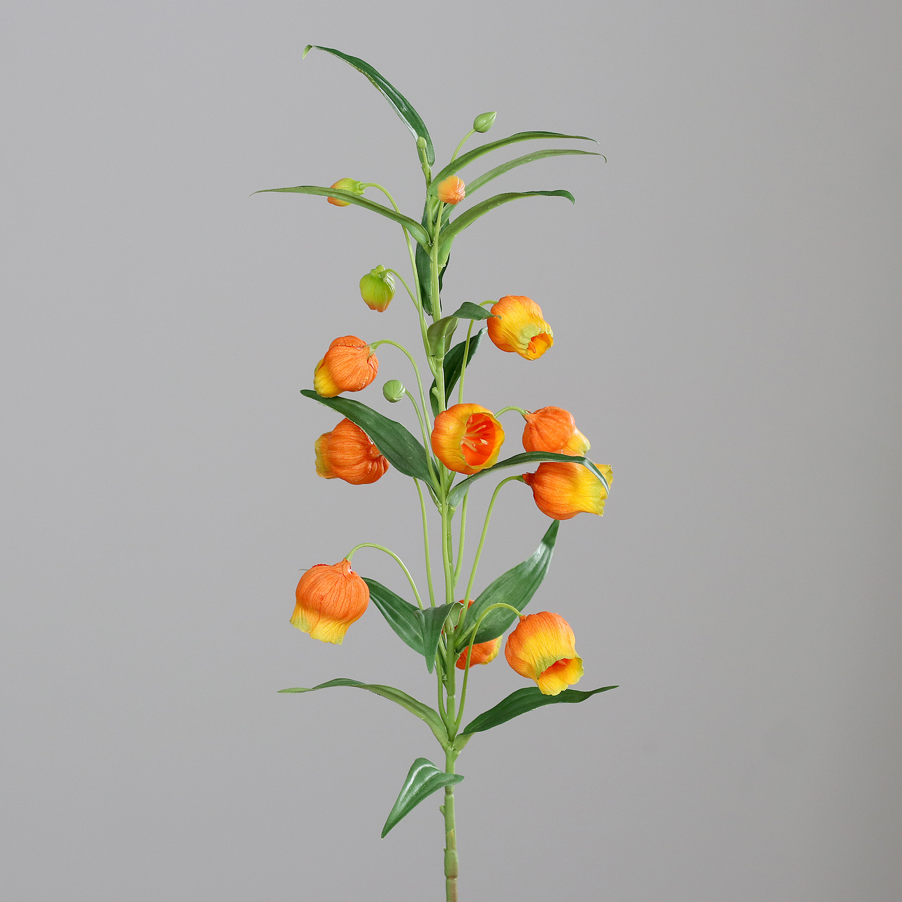 Lampion-Blume, Kunststoff, Orange/Grün - LB ca. 73x17 cm