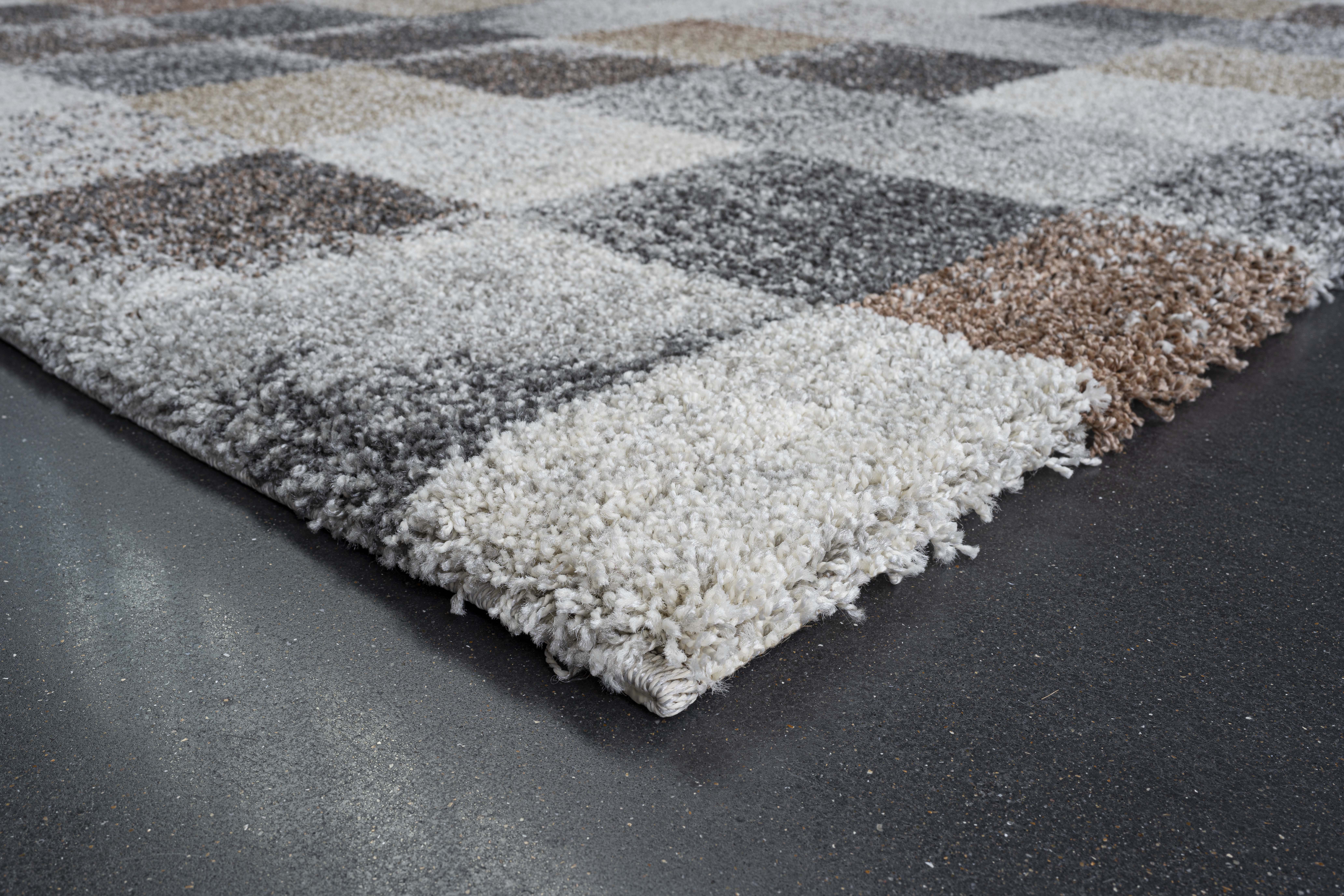 Webteppich, grau-goldfarben-braun, 80x150 cm  - Rehari