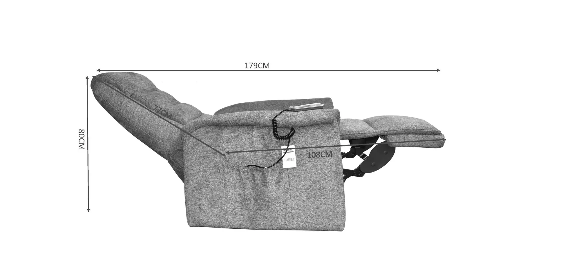 Fernsehsessel, Stoff braun, 2-motorisch - Myron