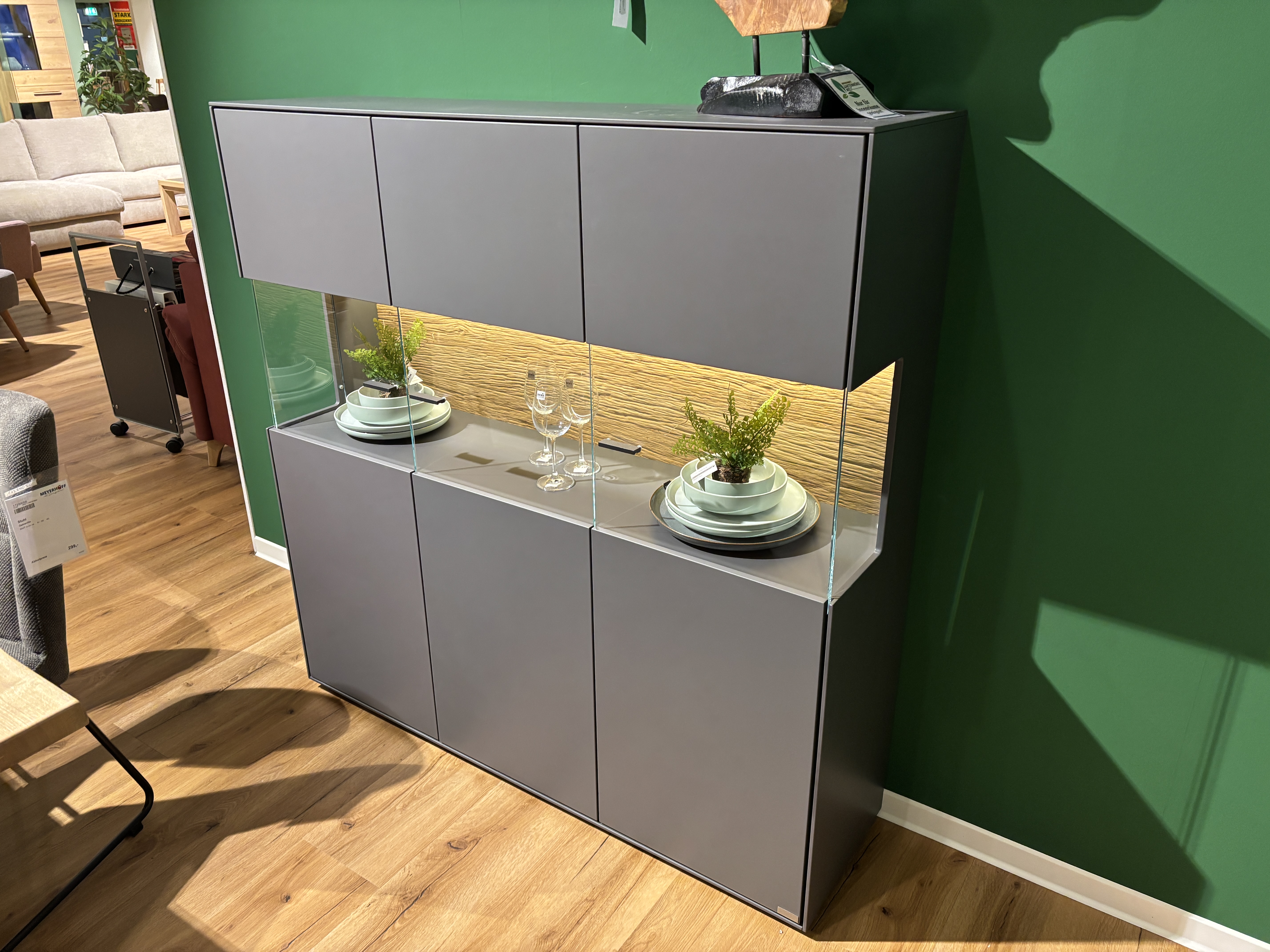 Highboard, Lack graphitgrau, 3-trg. - Tuscon