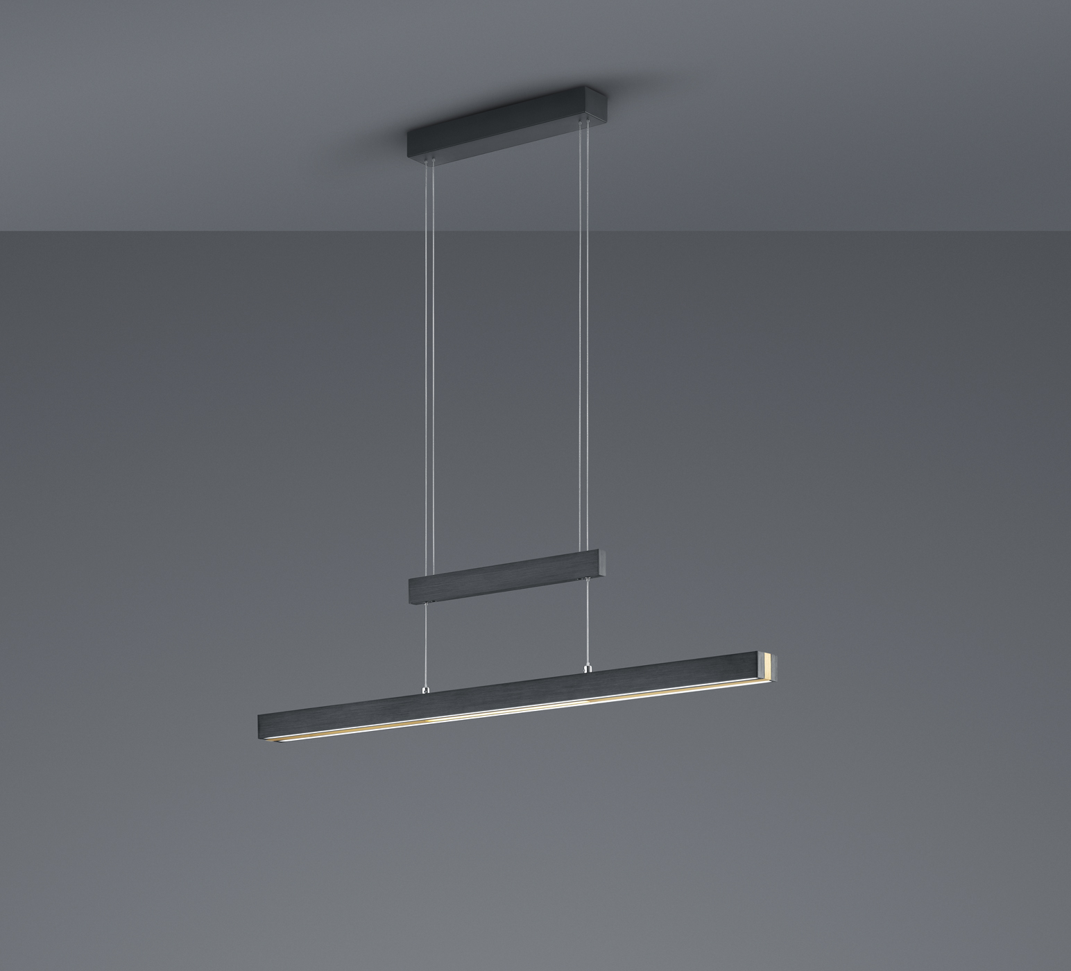 Pendelleuchte Trajan - 3flg., schwarz/messing, Breite: 95-151cm