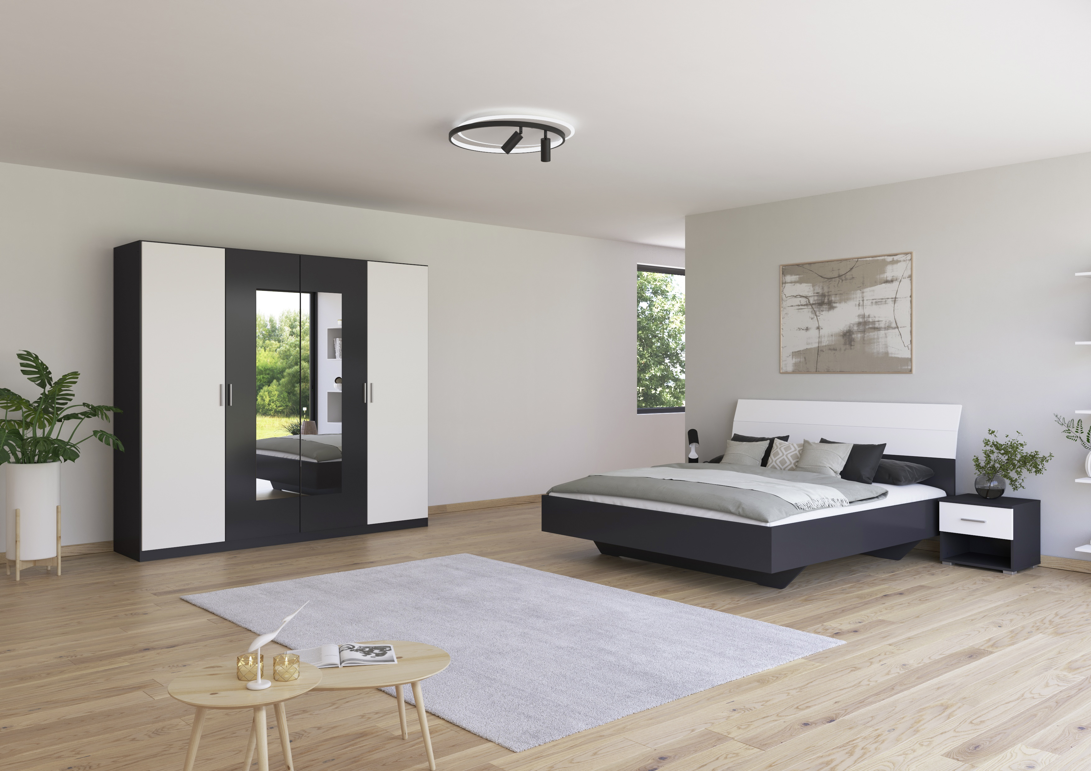 Schlafzimmer, alpinweiß / grau metallic  - MyStyle 3054