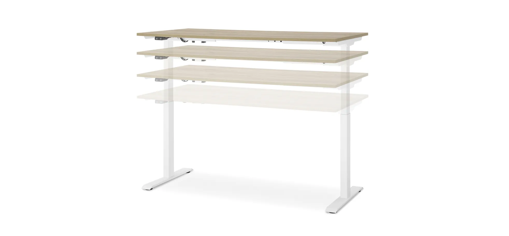 Schreibtisch GELI - höhenverstellbar, LB ca. 160x80 cm, Kaschmir, Weiß