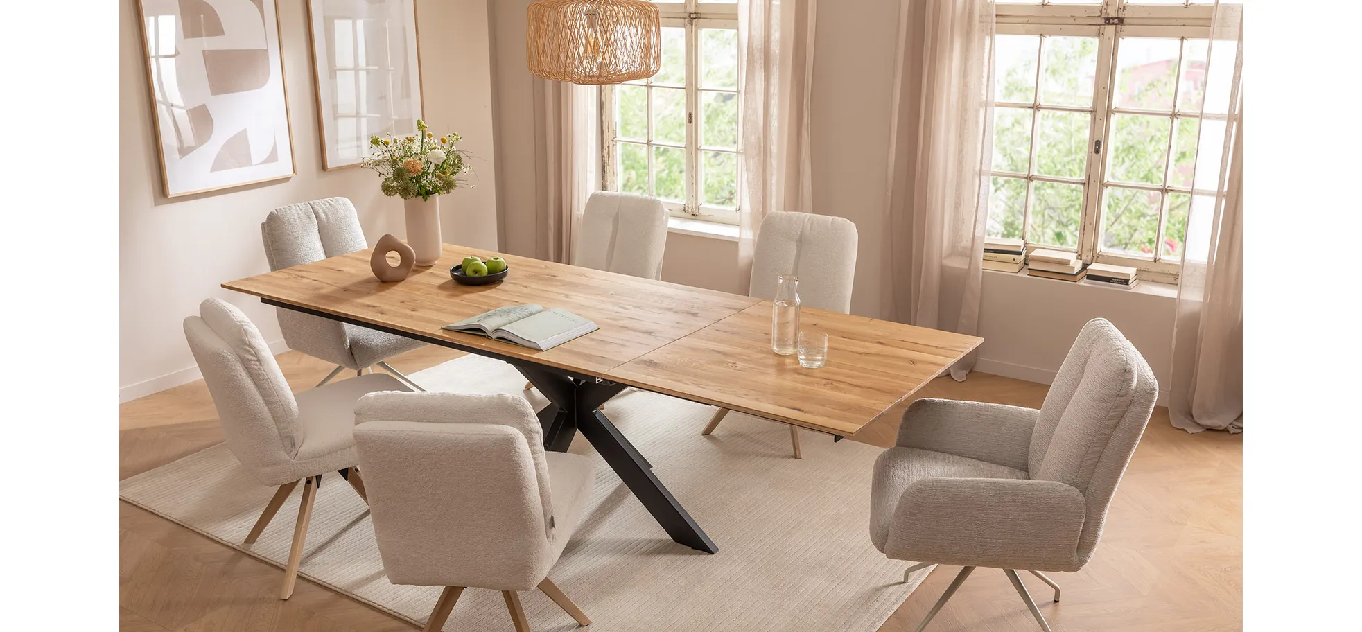 Esstisch, ausziehbar, Wildeiche geölt - Liora