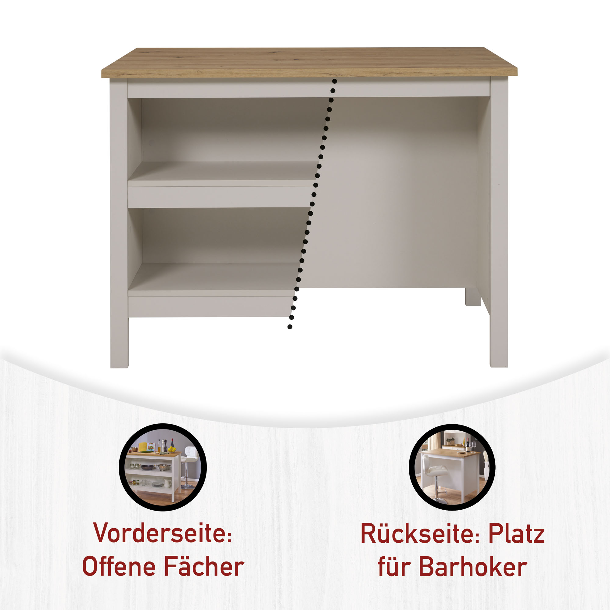 Bartisch, Kaschmir/Artisan Eiche - MyStyle 4060