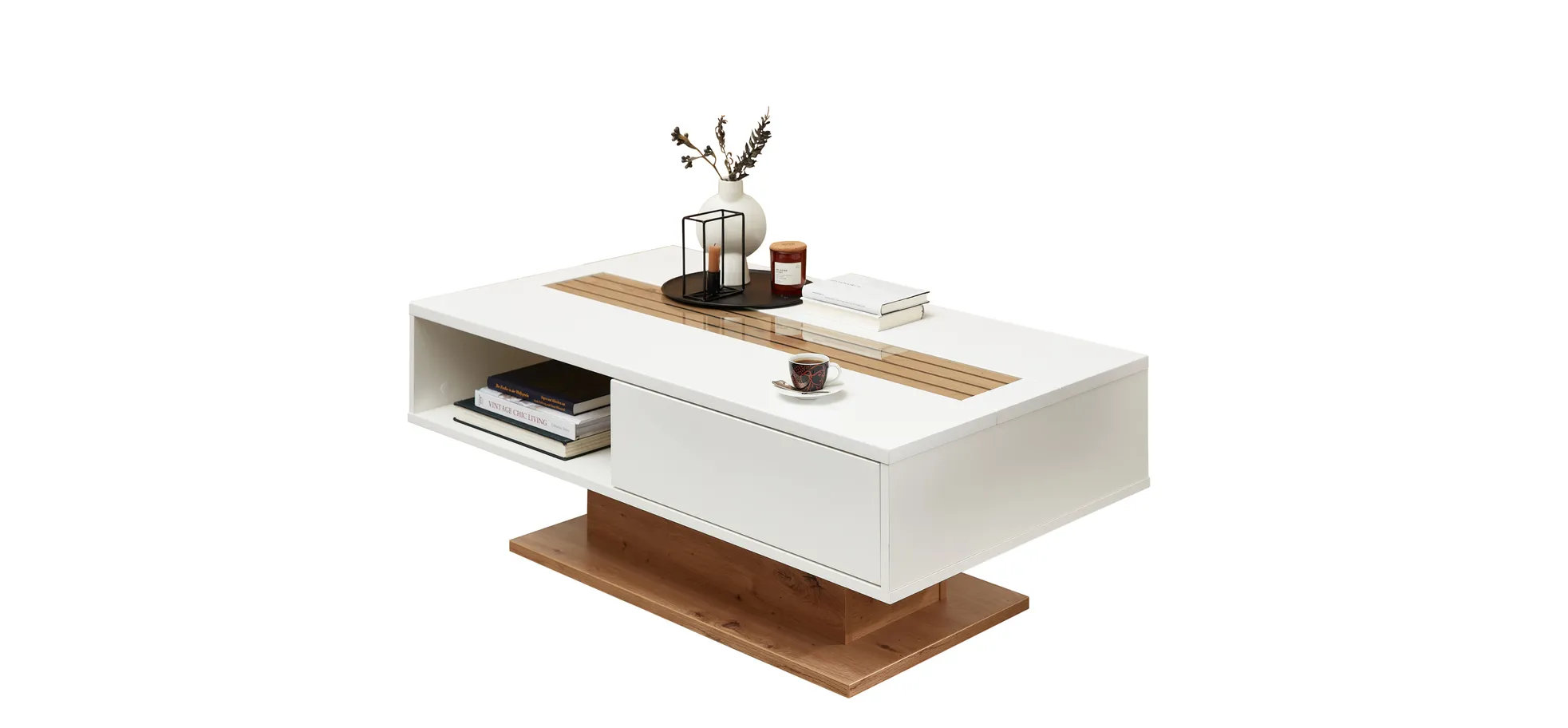 Couchtisch, weiß, Artisan Eiche - LS23 Duron