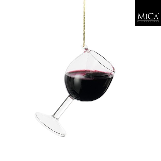 Ornament Weinglas - d.rot - h10xd5cm