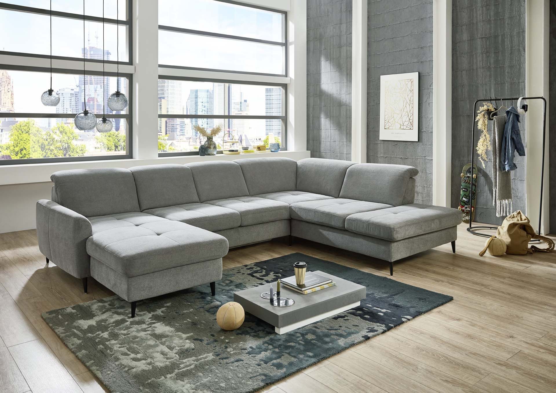 Wohnlandschaft, grey, Alufüße schwarz - LS25 Frondi