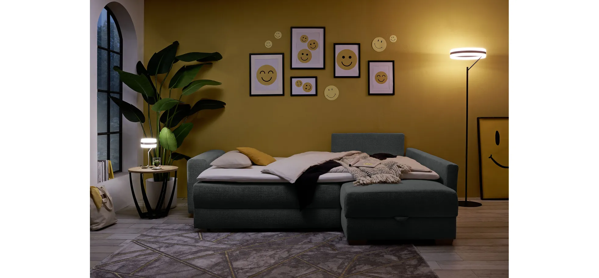 Ecksofa, Stoff Chenille dunkelgrau - Jyte
