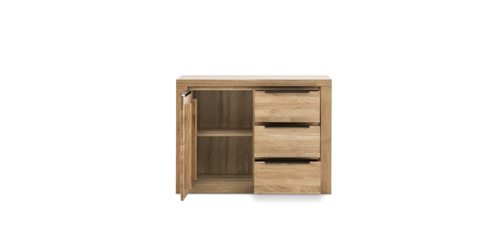 Highboard, Eiche, 2 Holztüren,1 Glastür - Eltia