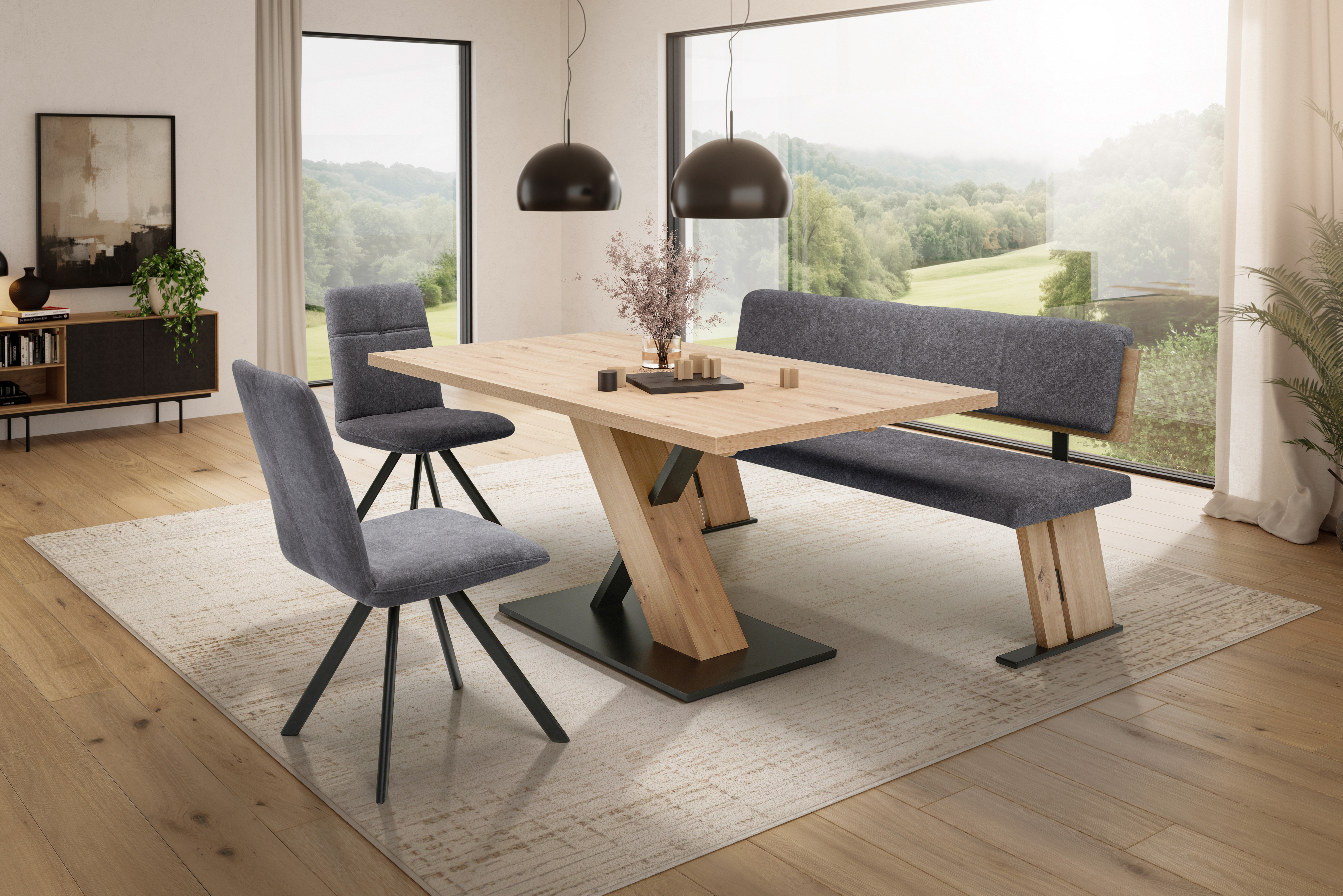 Bankkombination, Stoff mittelgrau - LS26 Catenova