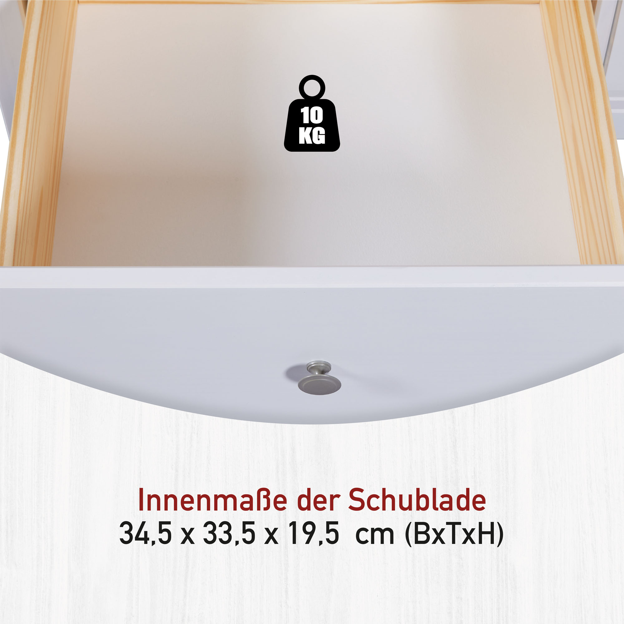 Nachtkommode, Massivholz weiß lackiert - MyStyle 3076