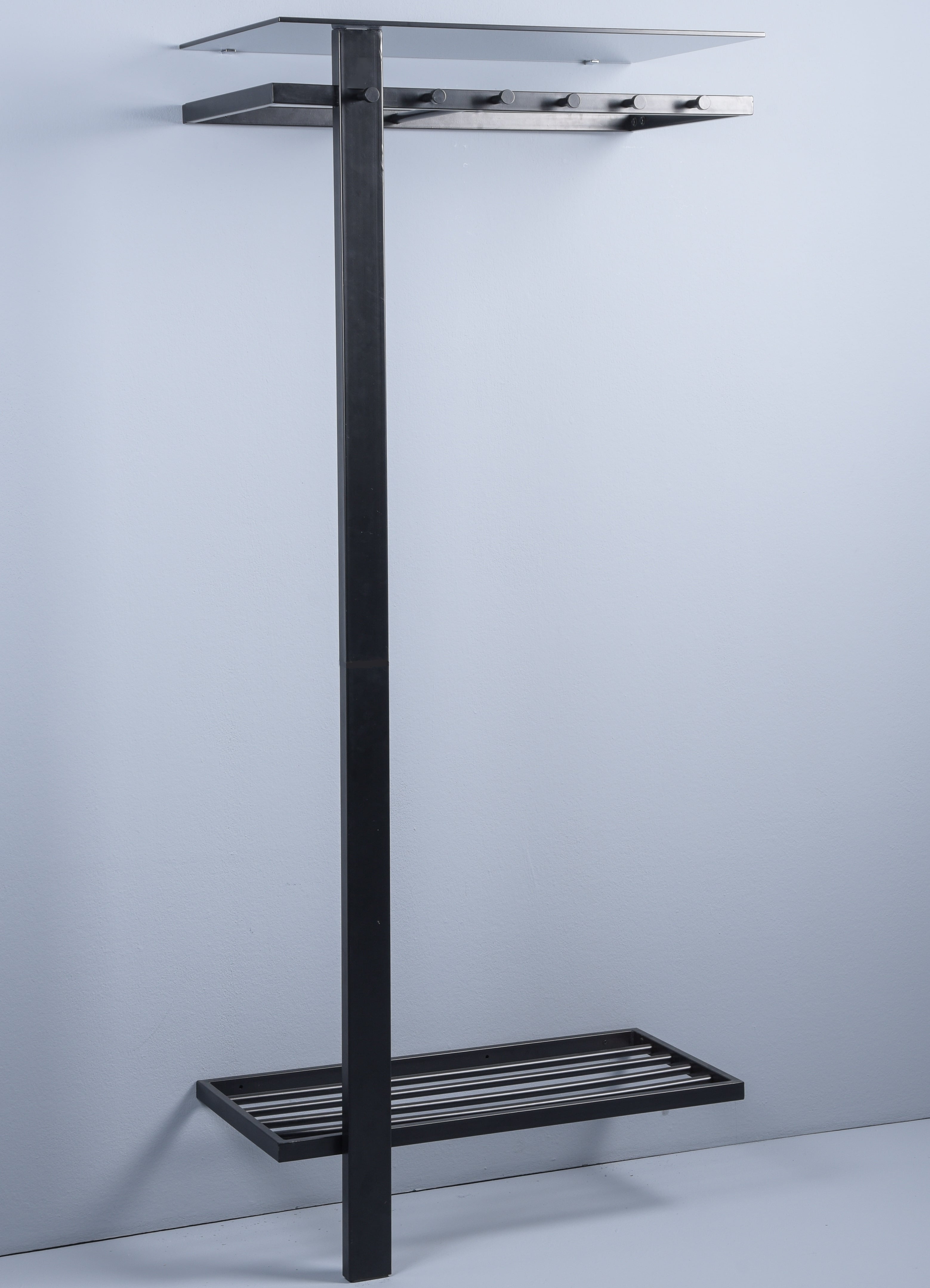 Garderobe, Metall schwarz, 80x190x43 cm - Malbu