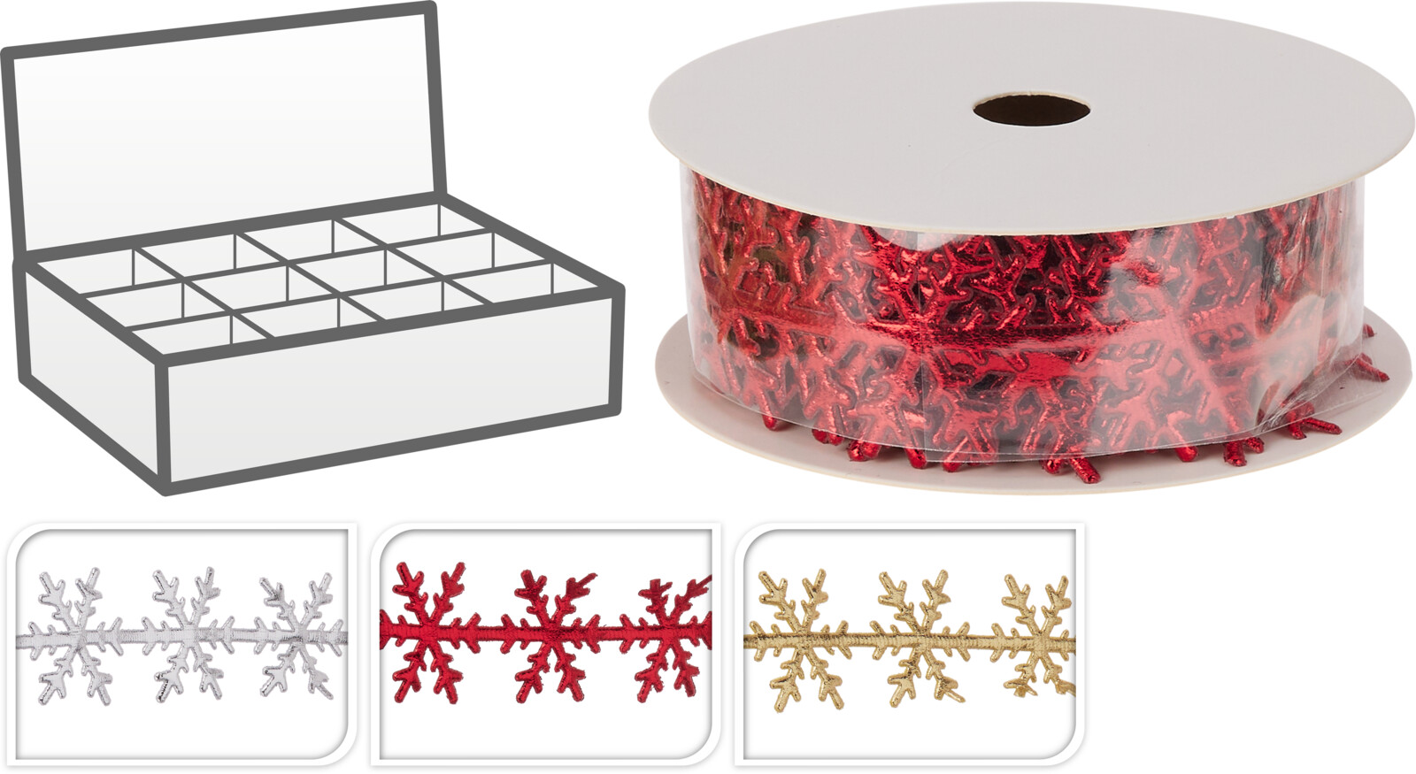 Geschenkband SCHNEEFLOCKE 4M 3SORT