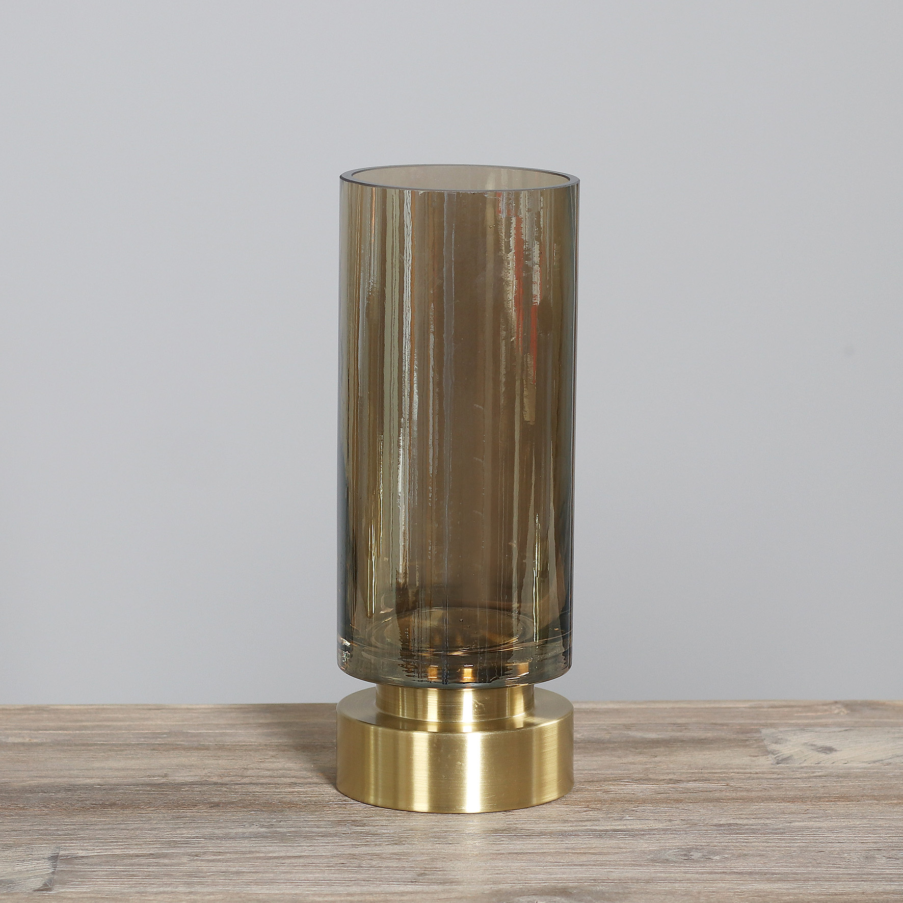 Glas Vase/Windlicht - gold, 31 cm