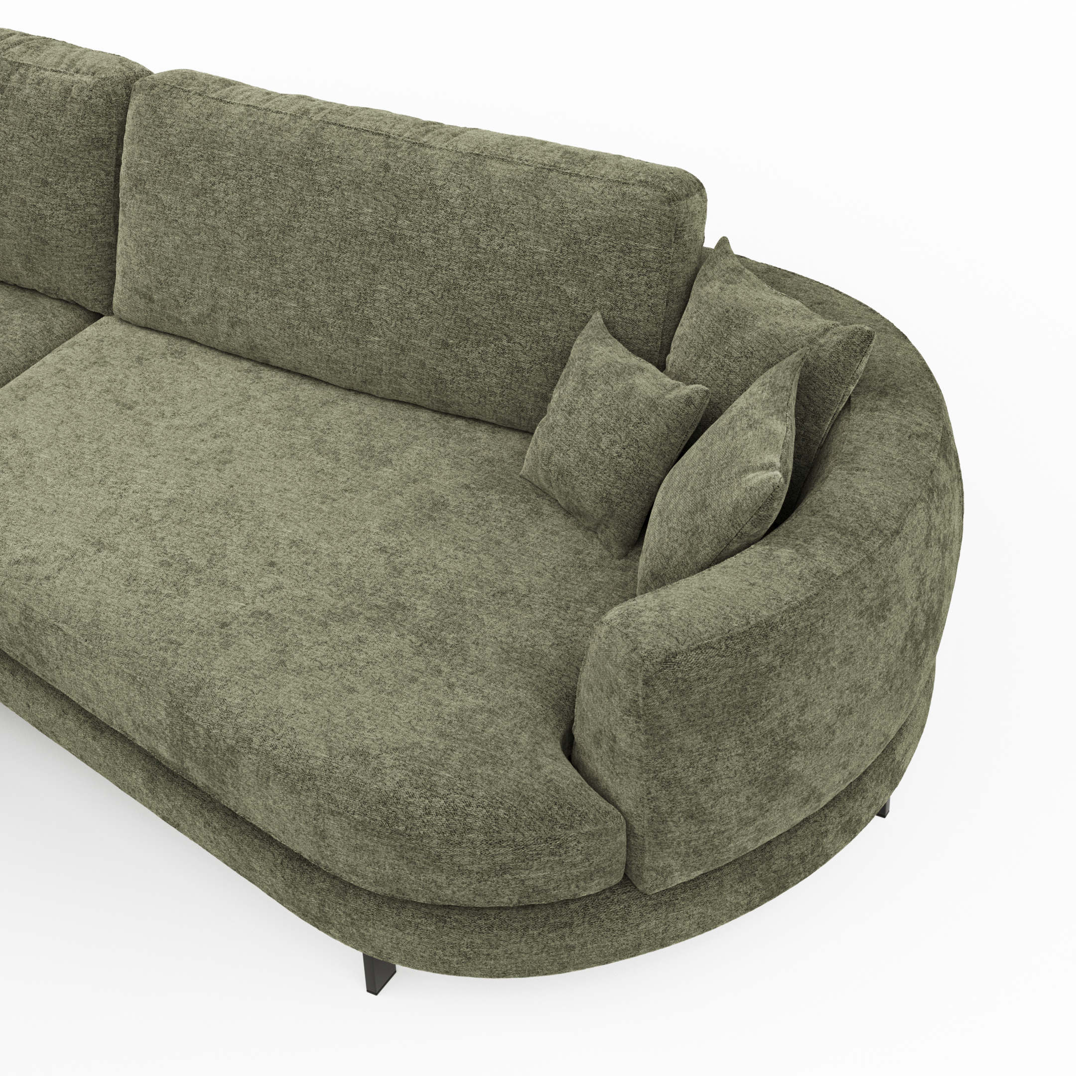 Ecksofa, olivgrün, Füße Metall schwarz - Solenne