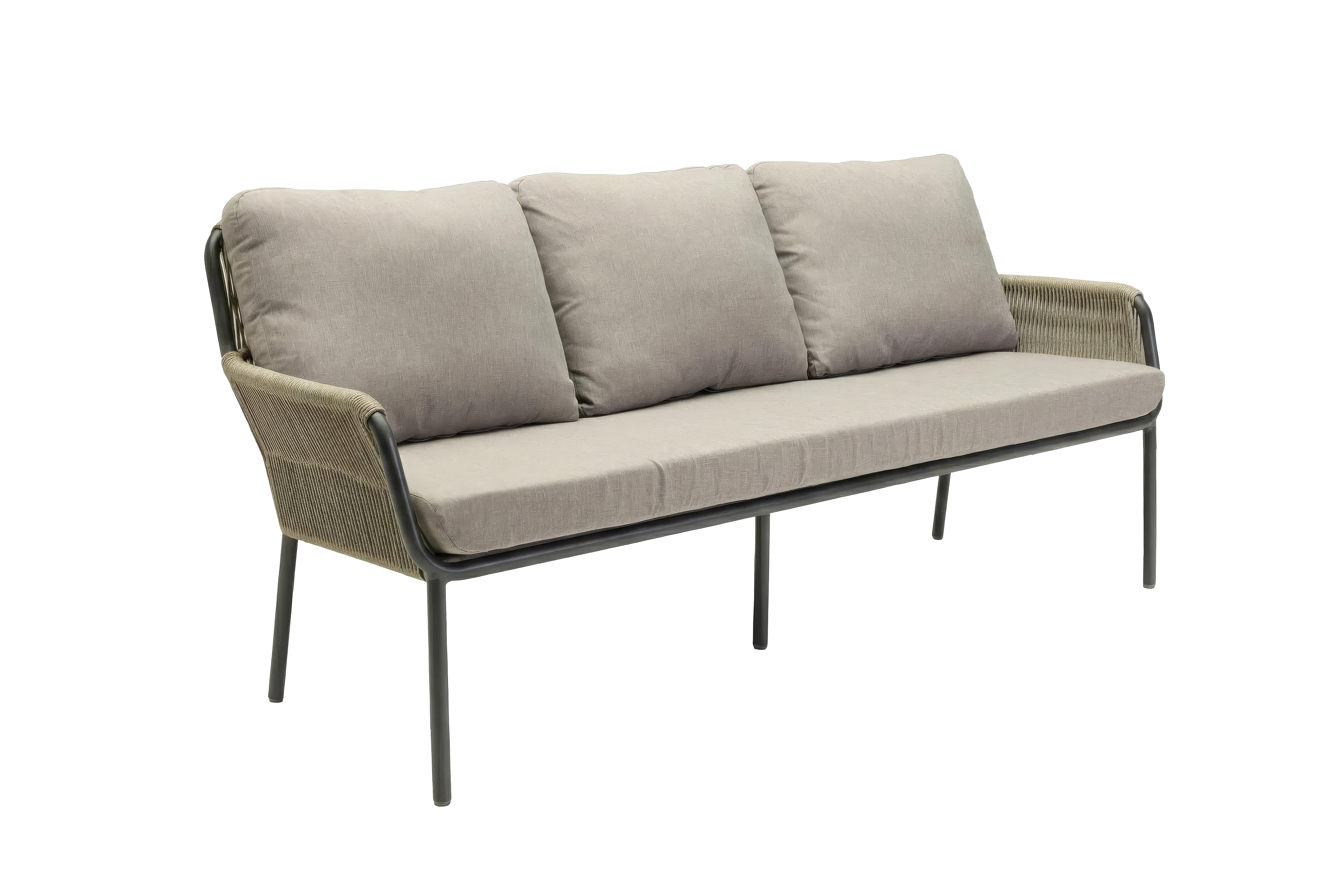 Dreisitzer-Bank, Rope natur, inkl. Auflage - Como