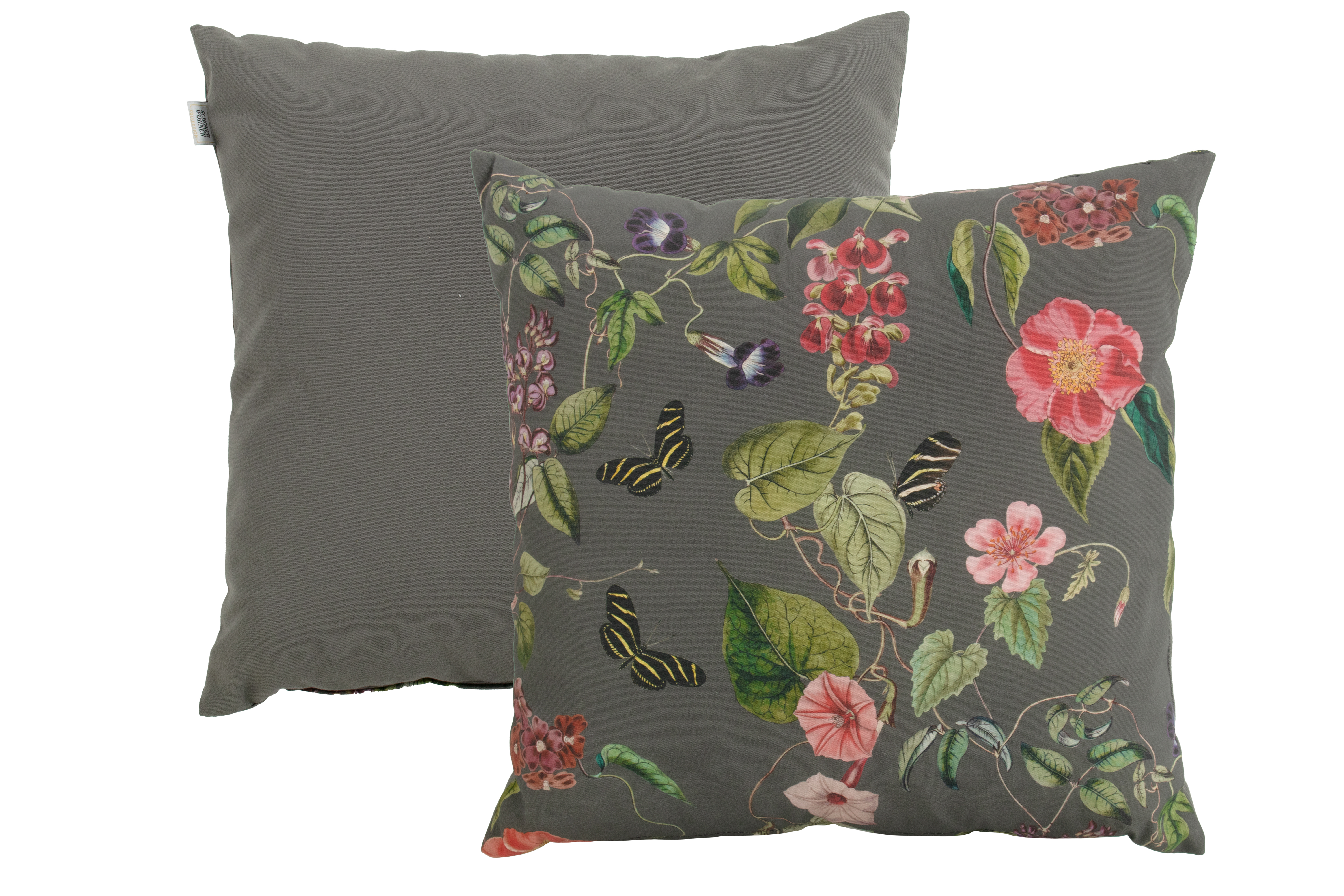 Wendekissen, schiefer/Blumenmuster - Liora