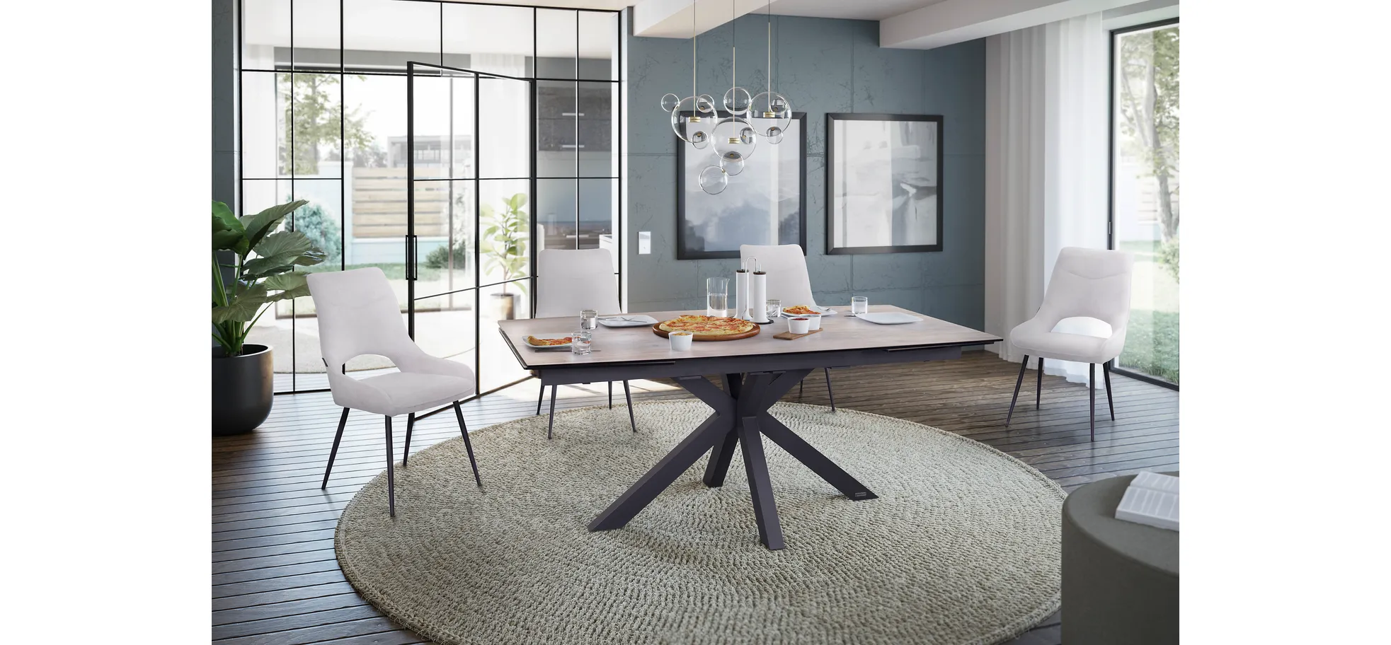 Esstisch, ausziehbar, Glaskeramik hellbraun - Melania