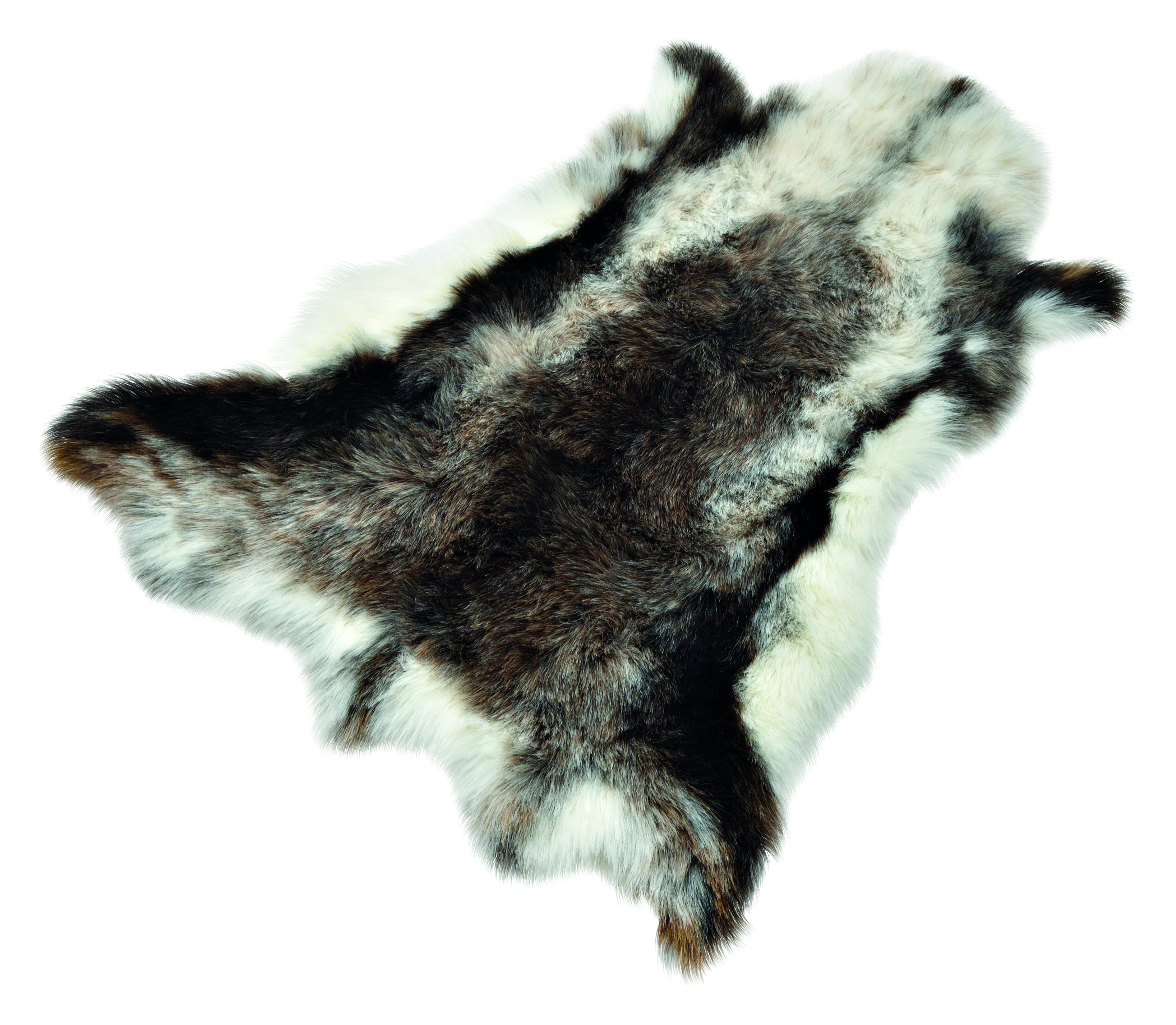 Kunstfell Rentierfell Optik - Polyester Grau, weiß, 110x90x5cm