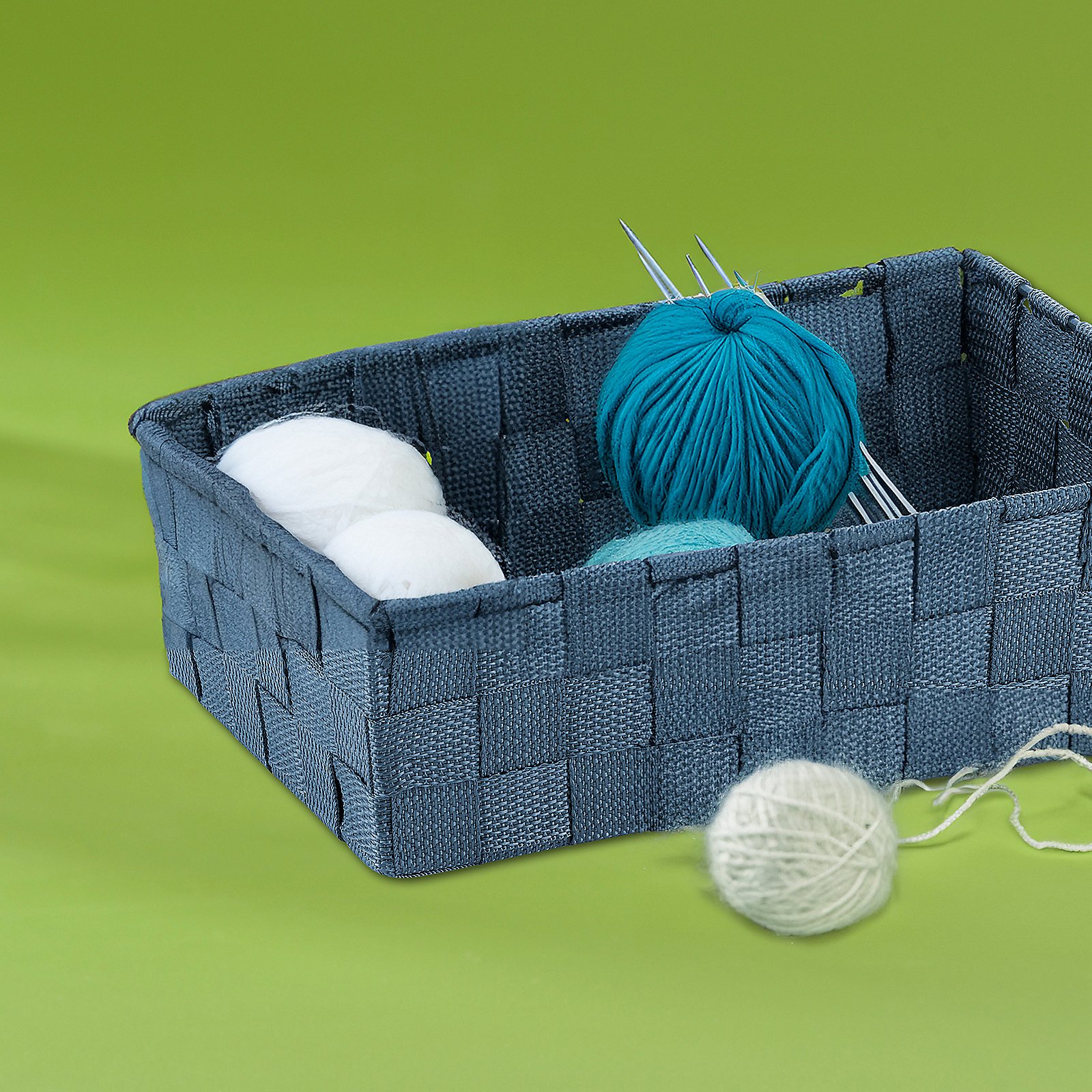 Korb Alvaro 15x6x23 cm - PP-Faserband rauchblau