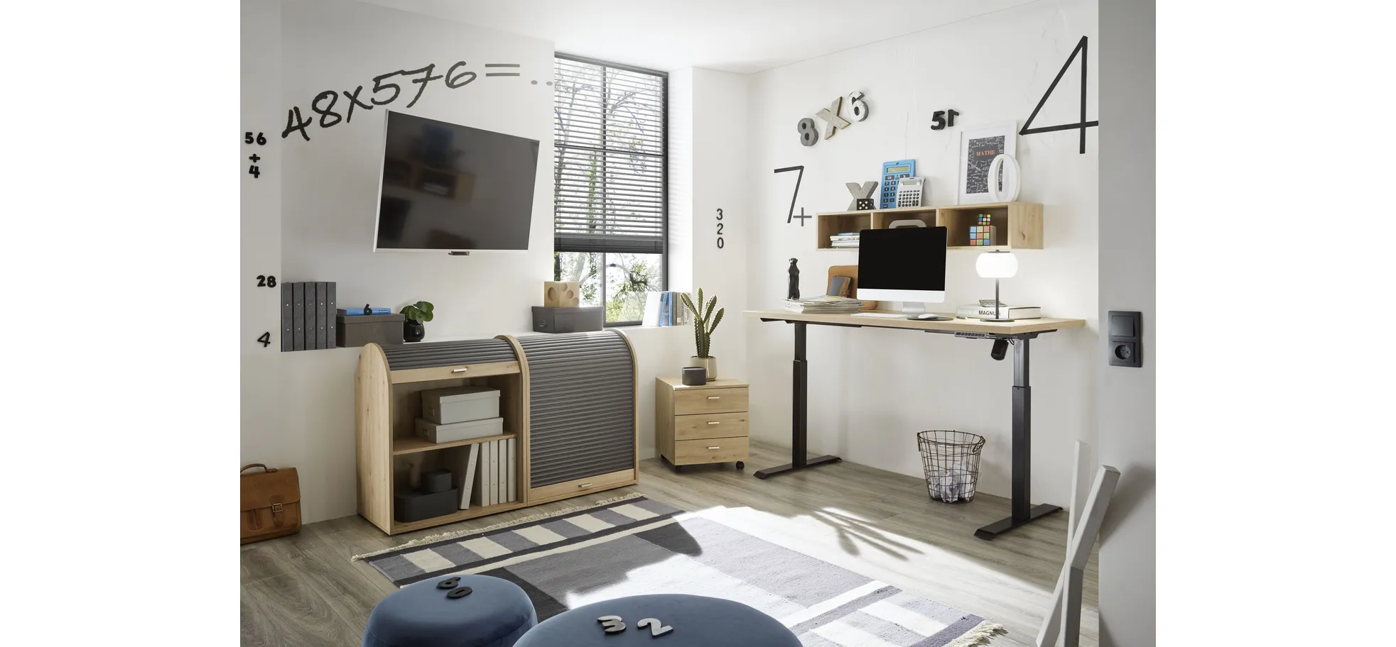 Jalousieschrank - Eiche Nachbildung, Graphit Jalousieschrank - Eiche Nachbildung, Graphit