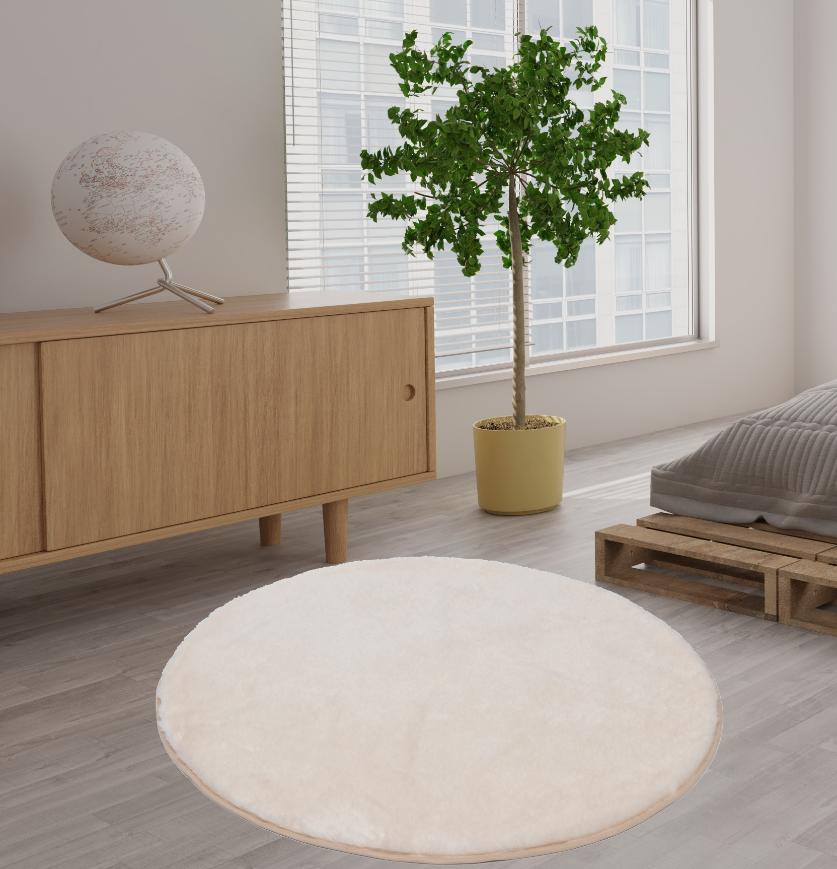 Badteppich Sable, creme - Ø ca. 100 cm