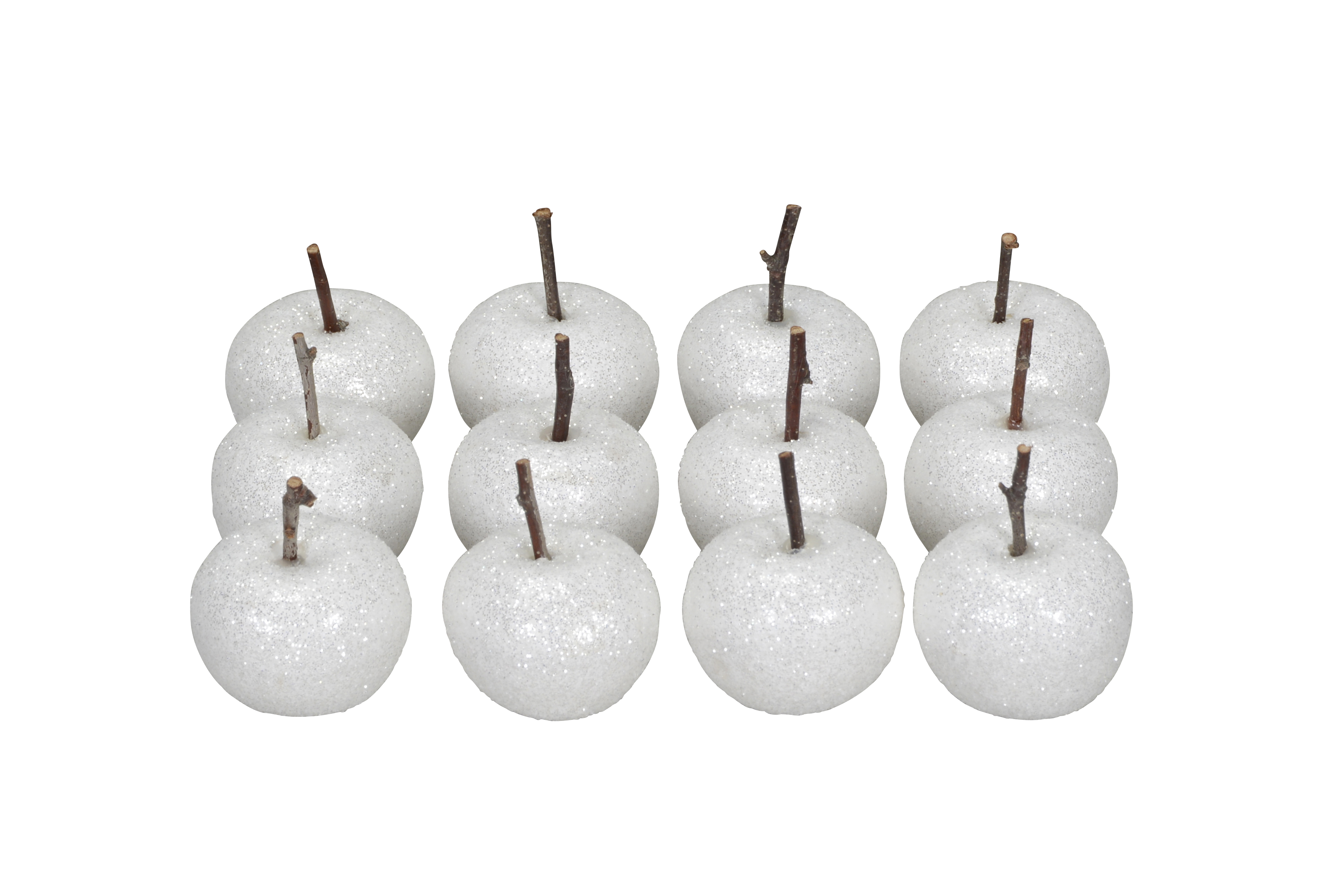 Apfel 4x6cm, 12-er Set - weiß