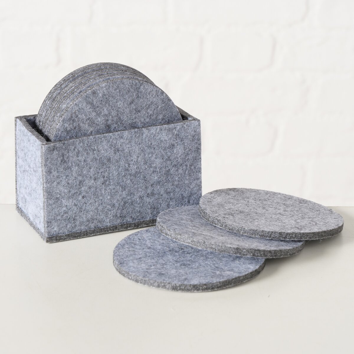 Untersetzer Kosta, 11 tlg. - B 6,50 cm, Polyester, grau