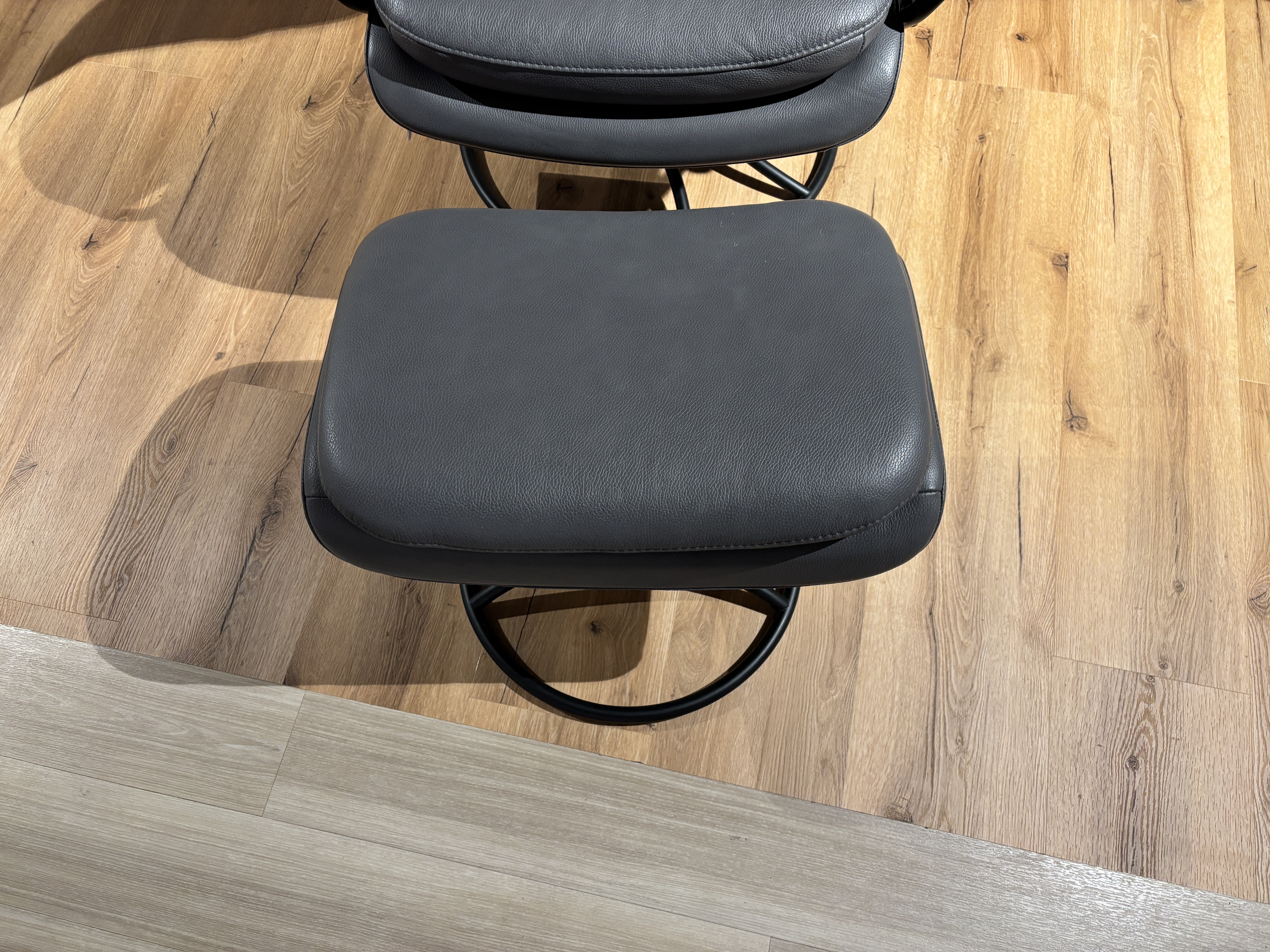 Sessel mit Hocker, Leder grey - Rome